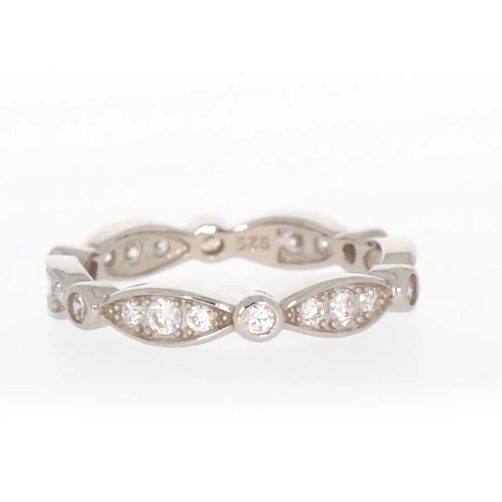 Sterling Silver Cubic Zirconia Stacker Ring - Image 18