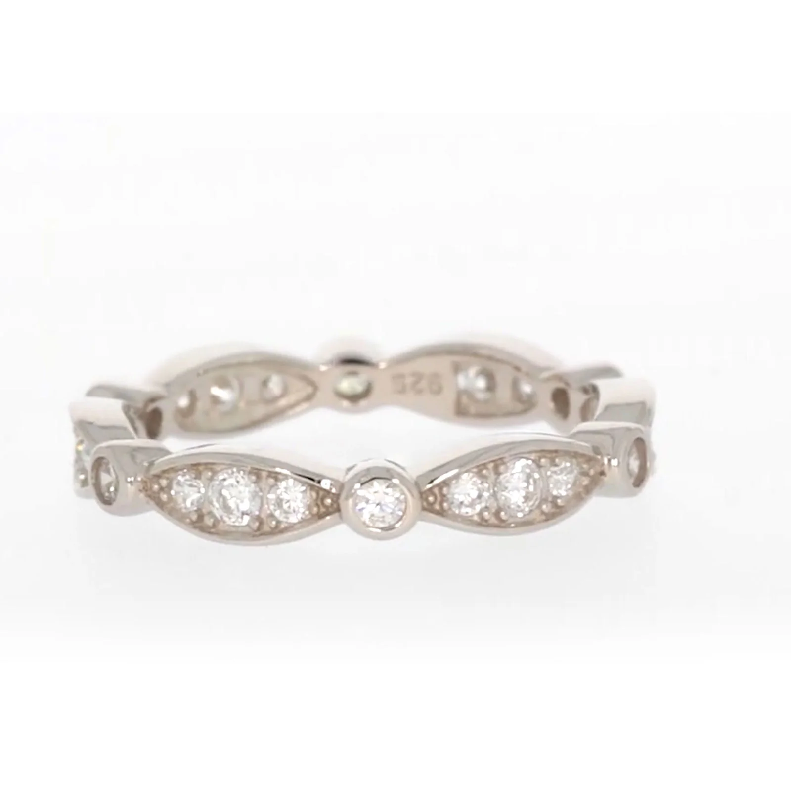 Sterling Silver Cubic Zirconia Stacker Ring - Image 19