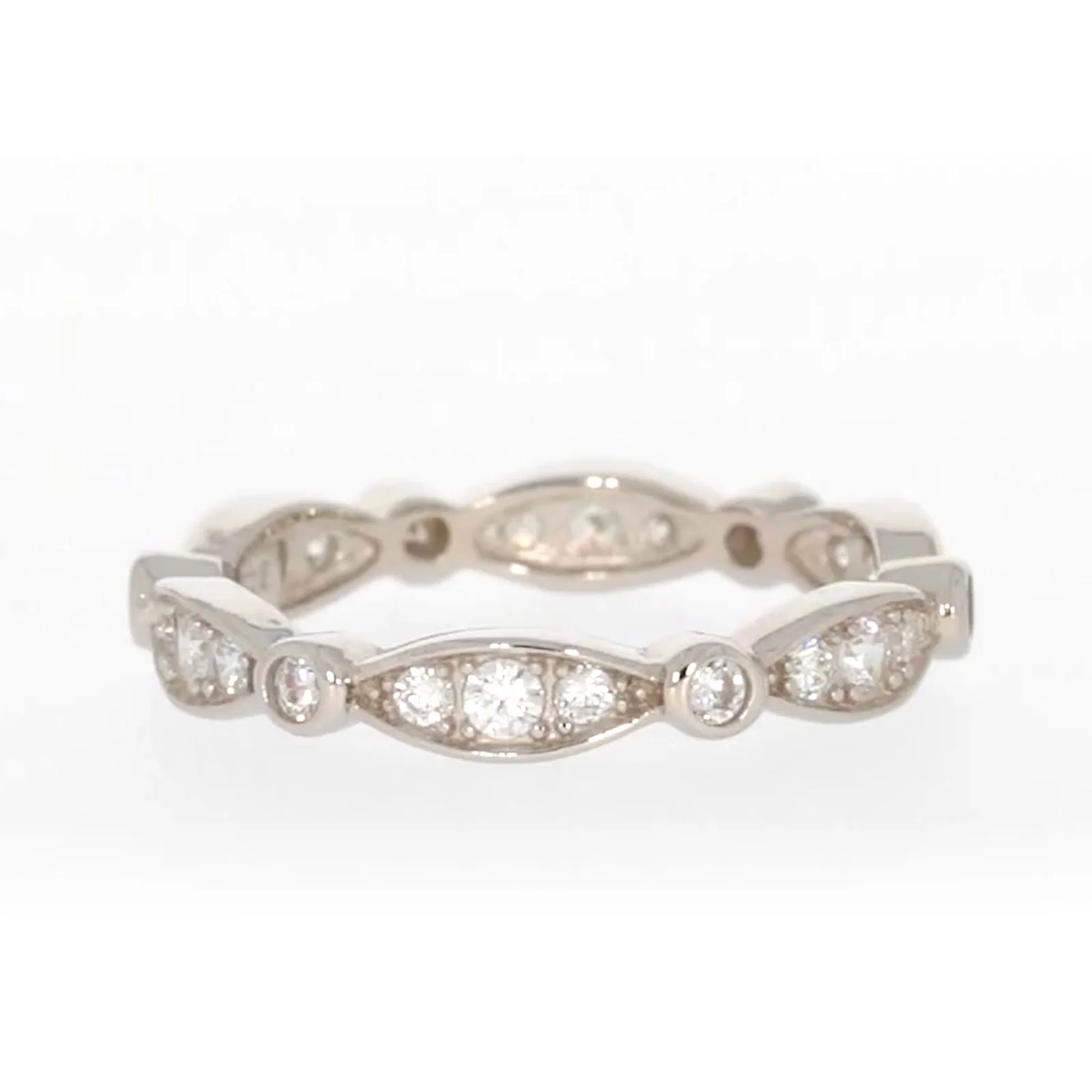 Sterling Silver Cubic Zirconia Stacker Ring - Image 2