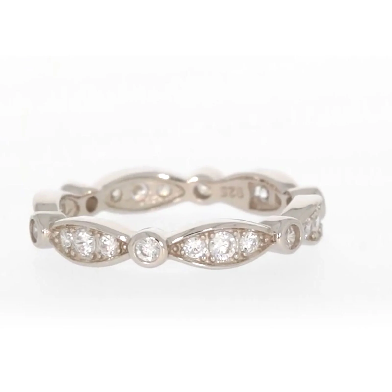 Sterling Silver Cubic Zirconia Stacker Ring - Image 22