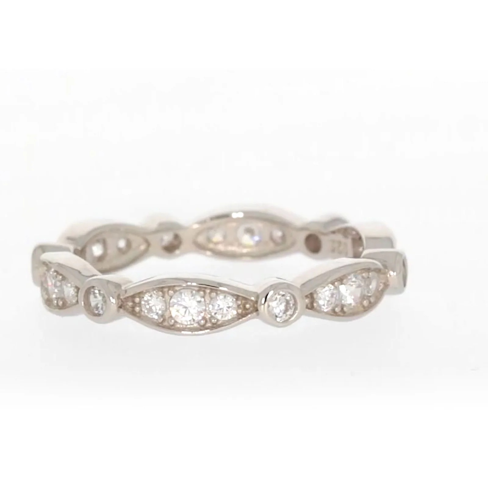 Sterling Silver Cubic Zirconia Stacker Ring - Image 28