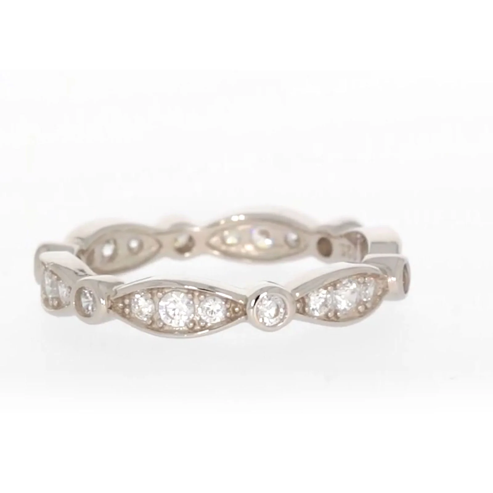 Sterling Silver Cubic Zirconia Stacker Ring - Image 29