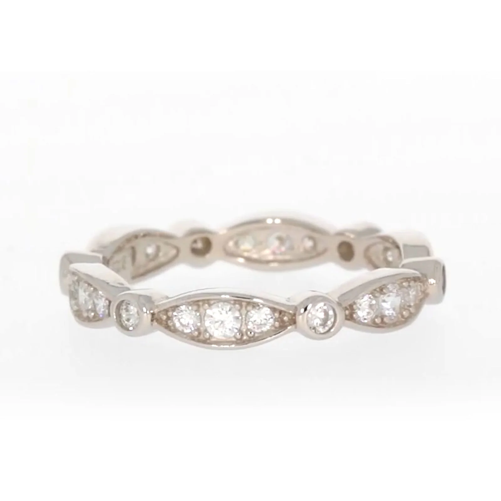 Sterling Silver Cubic Zirconia Stacker Ring - Image 3