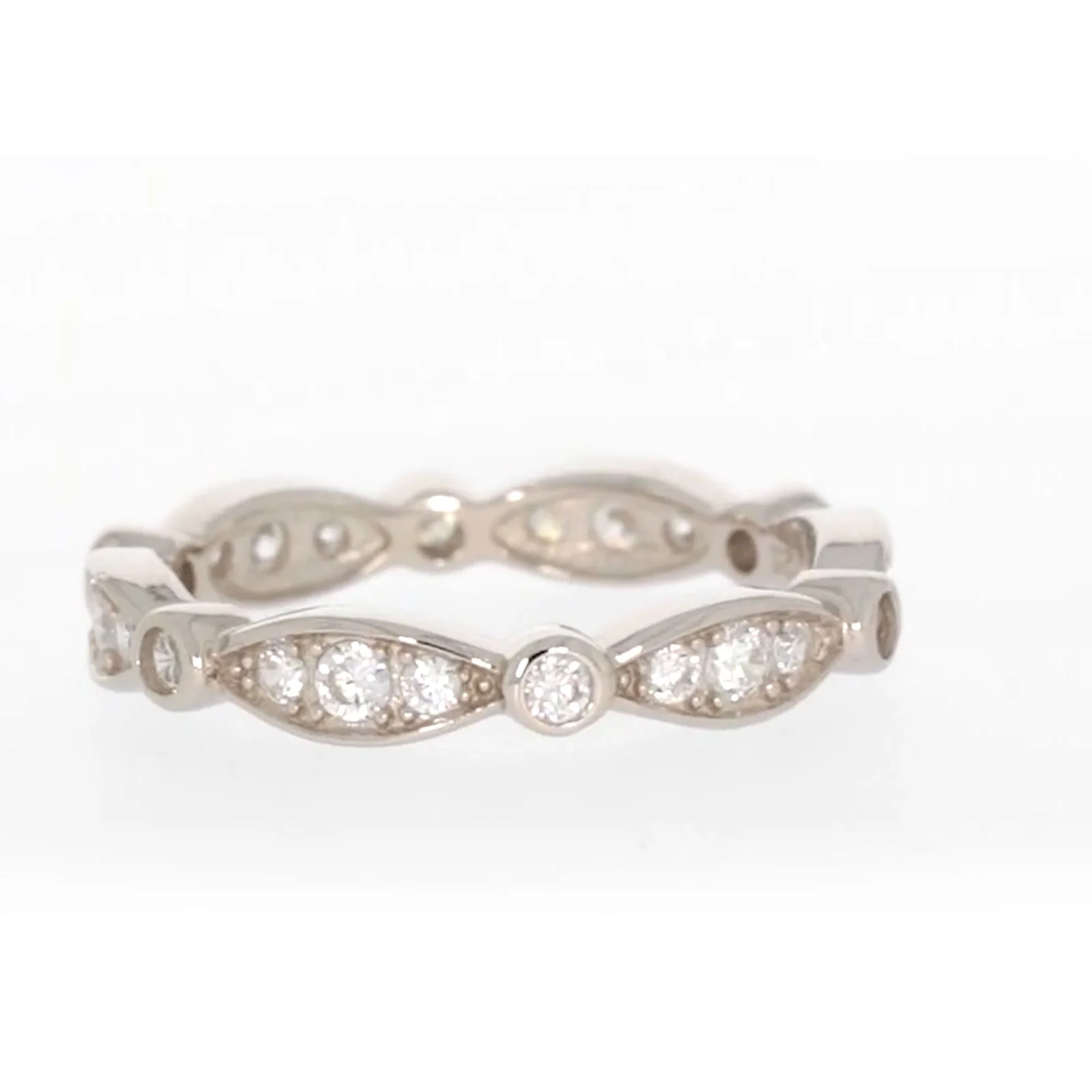 Sterling Silver Cubic Zirconia Stacker Ring - Image 30