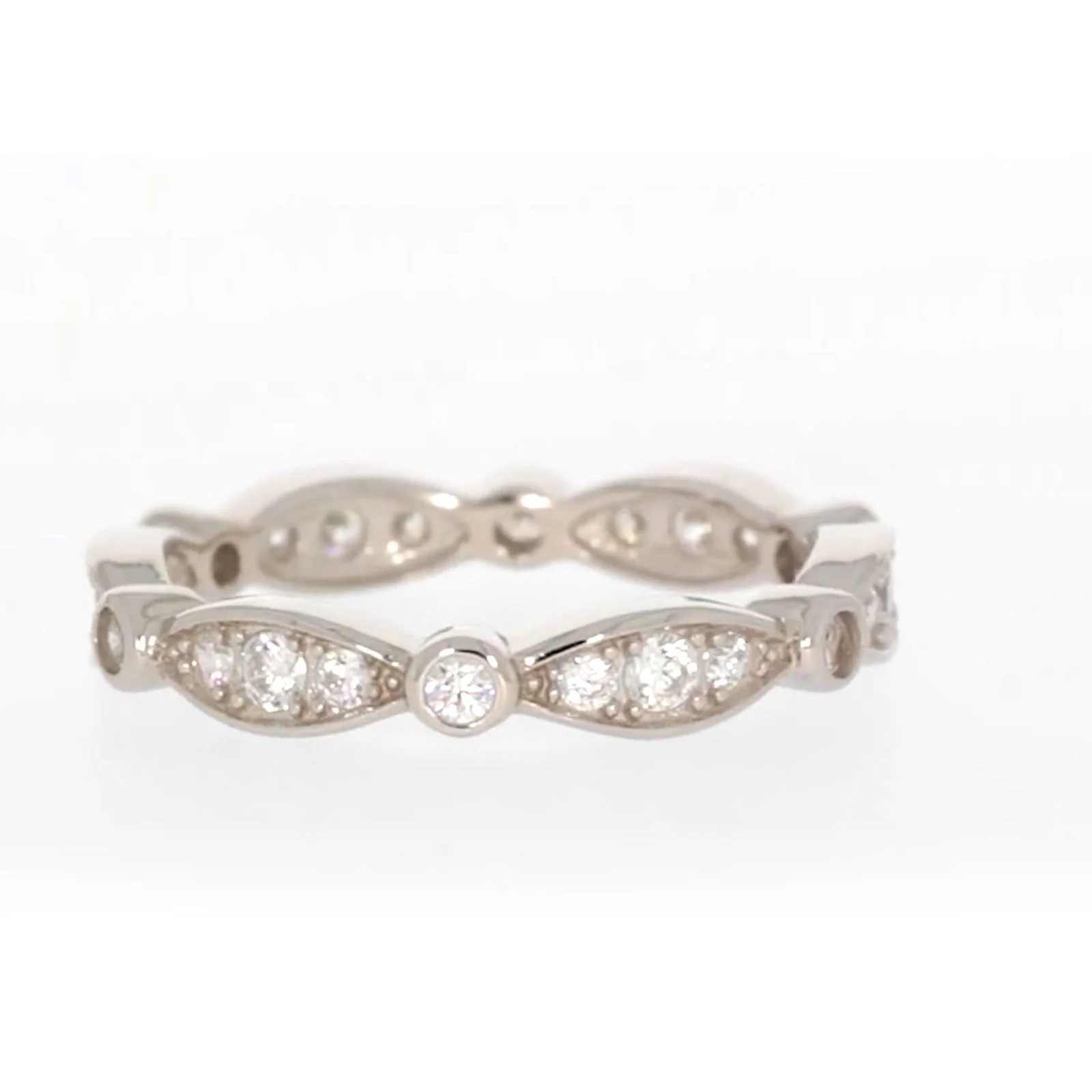 Sterling Silver Cubic Zirconia Stacker Ring - Image 33