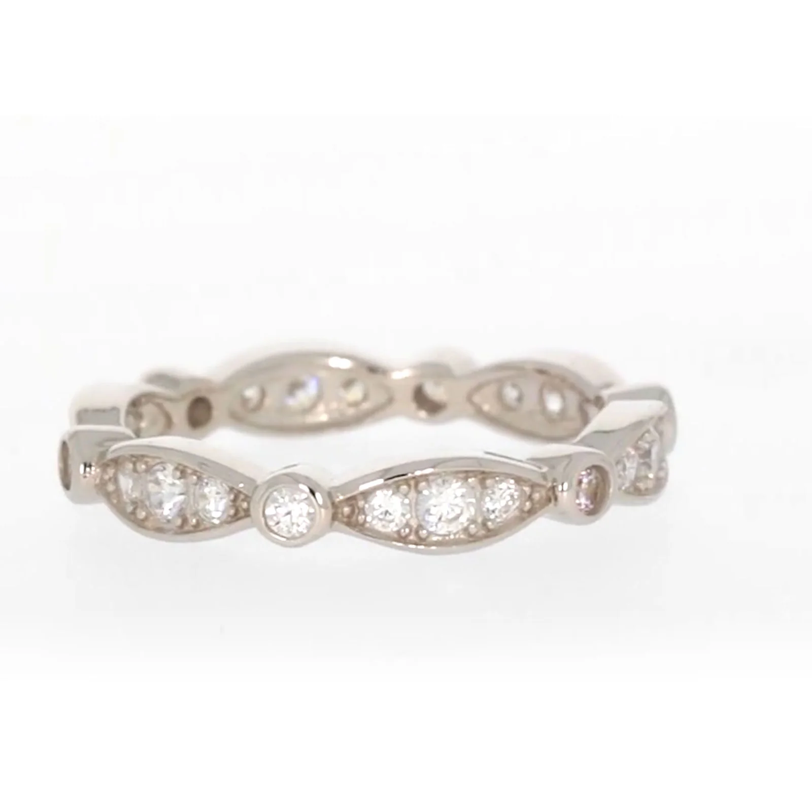 Sterling Silver Cubic Zirconia Stacker Ring - Image 35