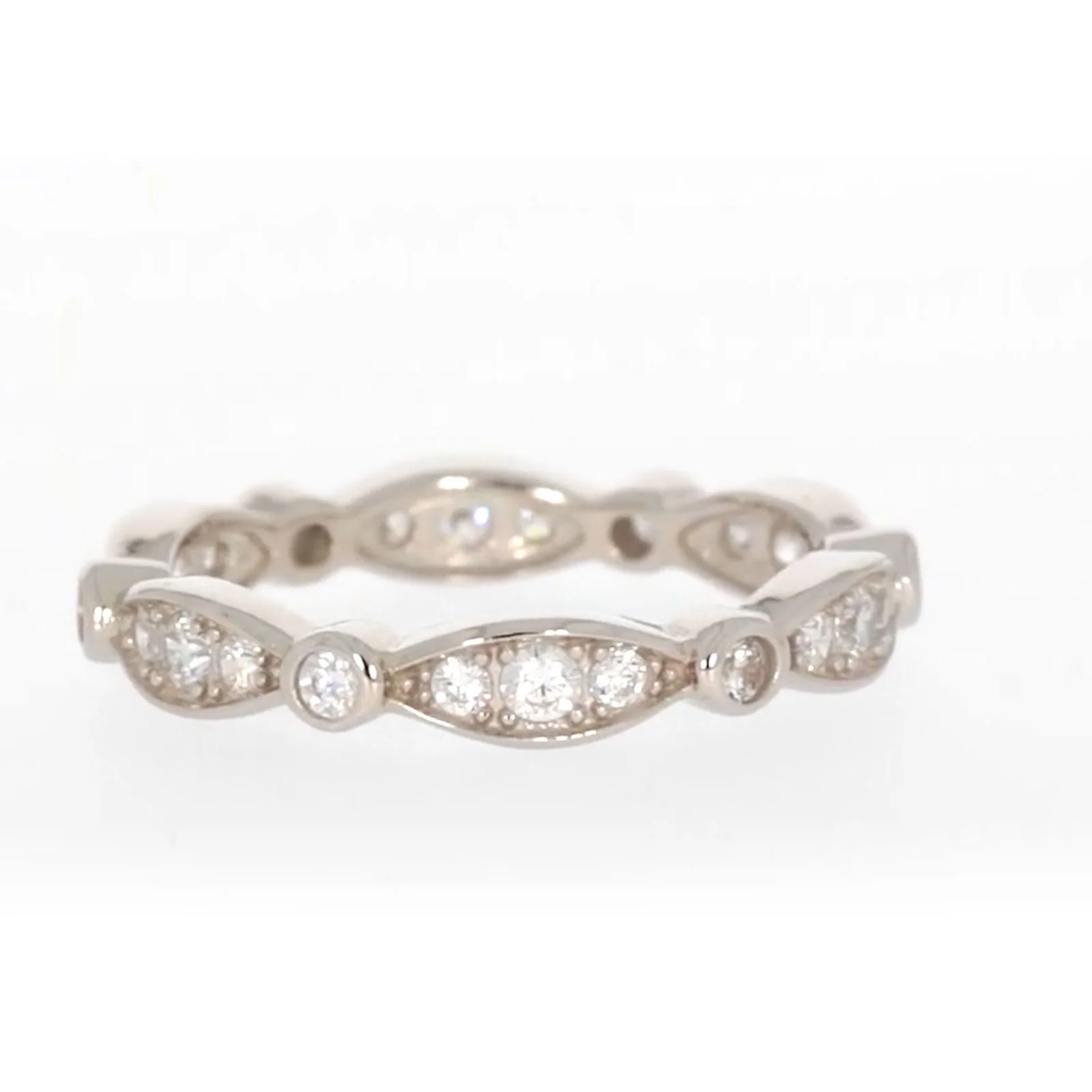 Sterling Silver Cubic Zirconia Stacker Ring - Image 37