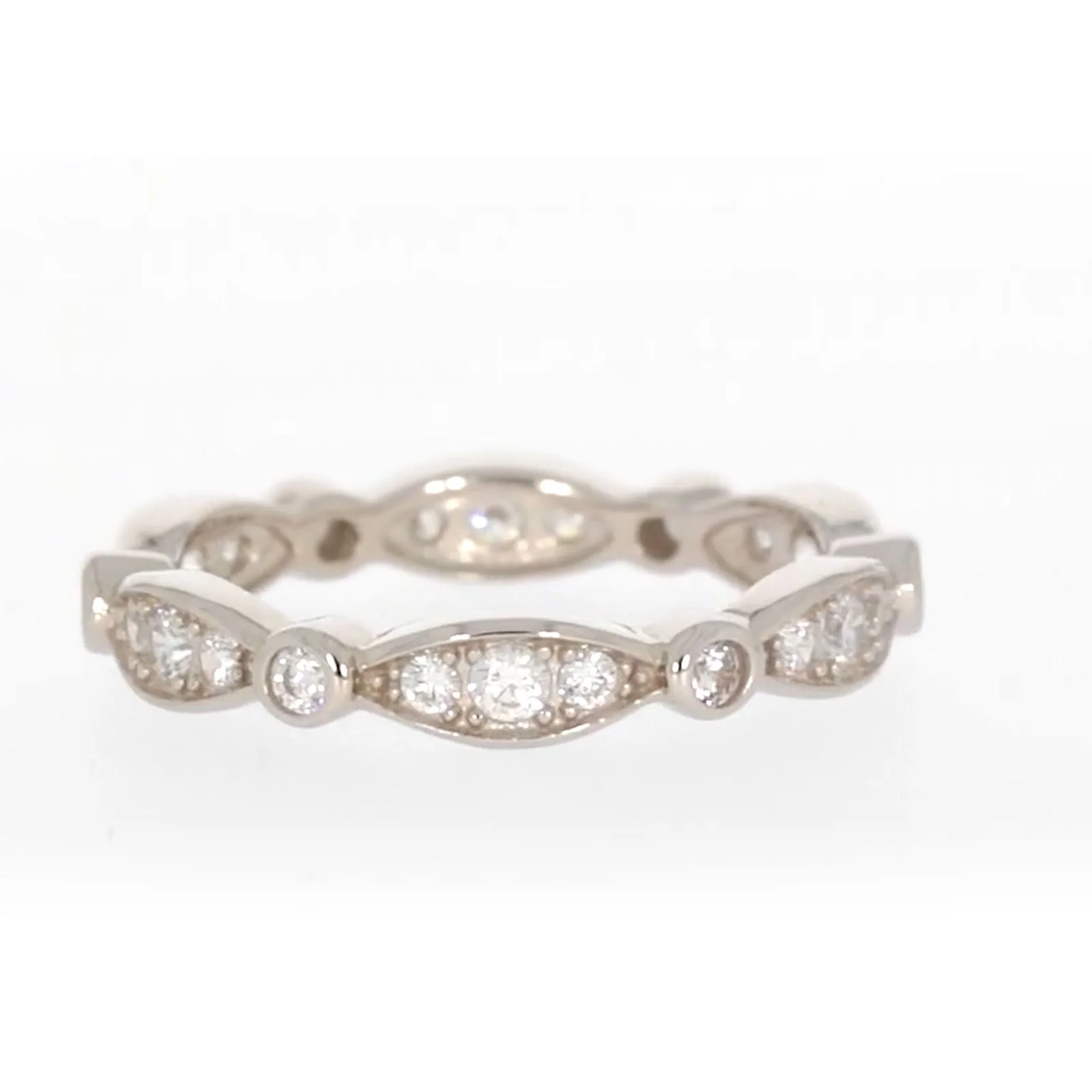 Sterling Silver Cubic Zirconia Stacker Ring - Image 38