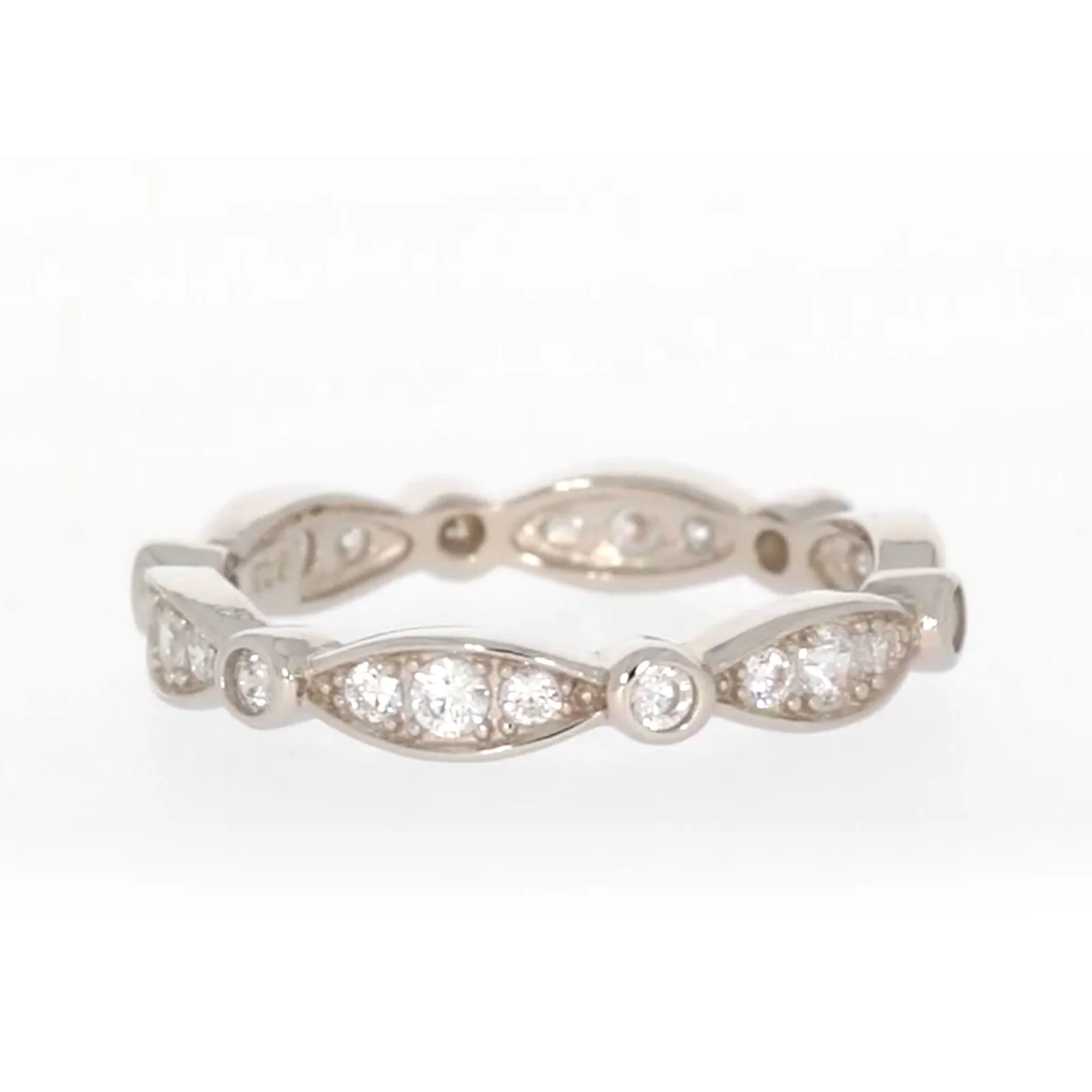 Sterling Silver Cubic Zirconia Stacker Ring - Image 4