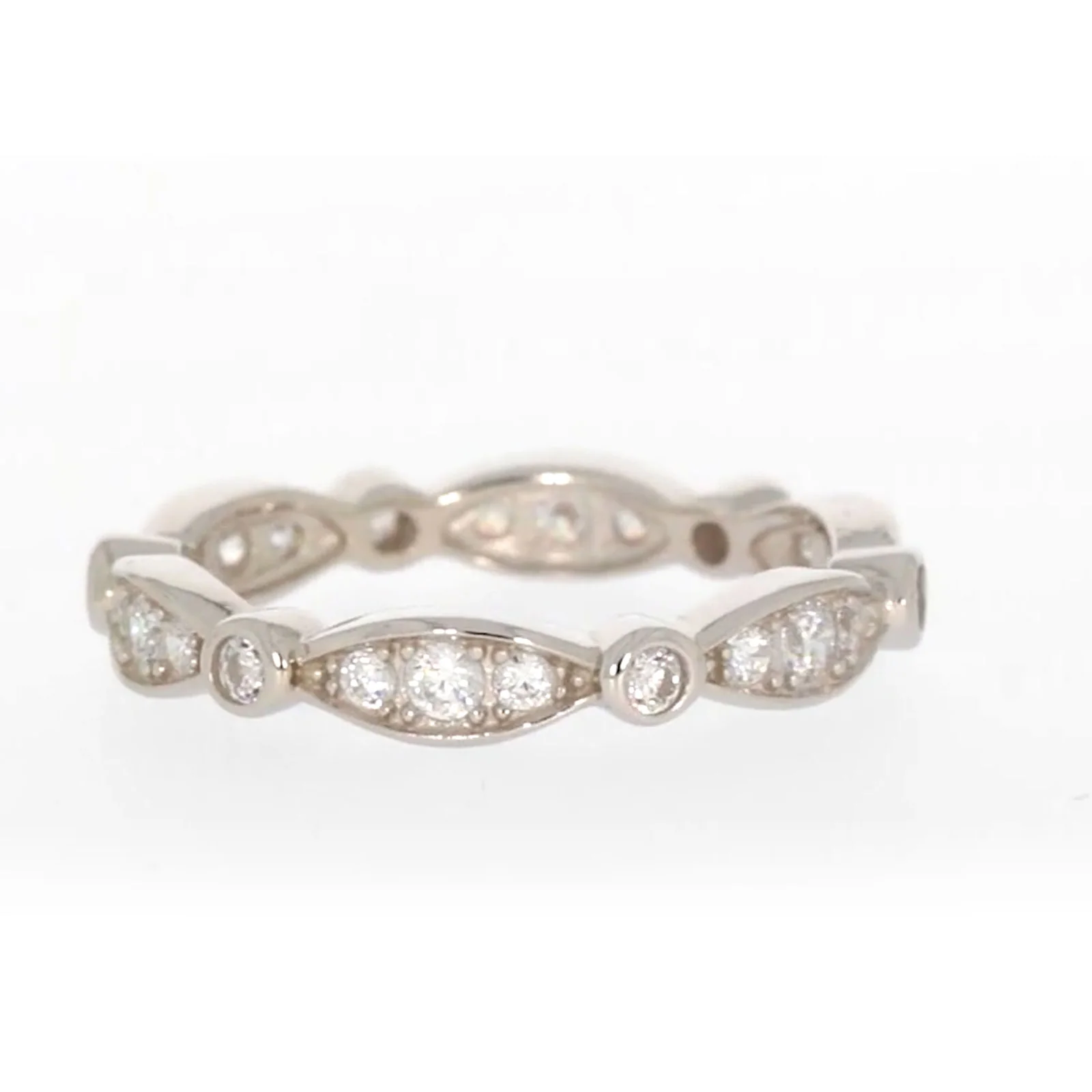 Sterling Silver Cubic Zirconia Stacker Ring - Image 40