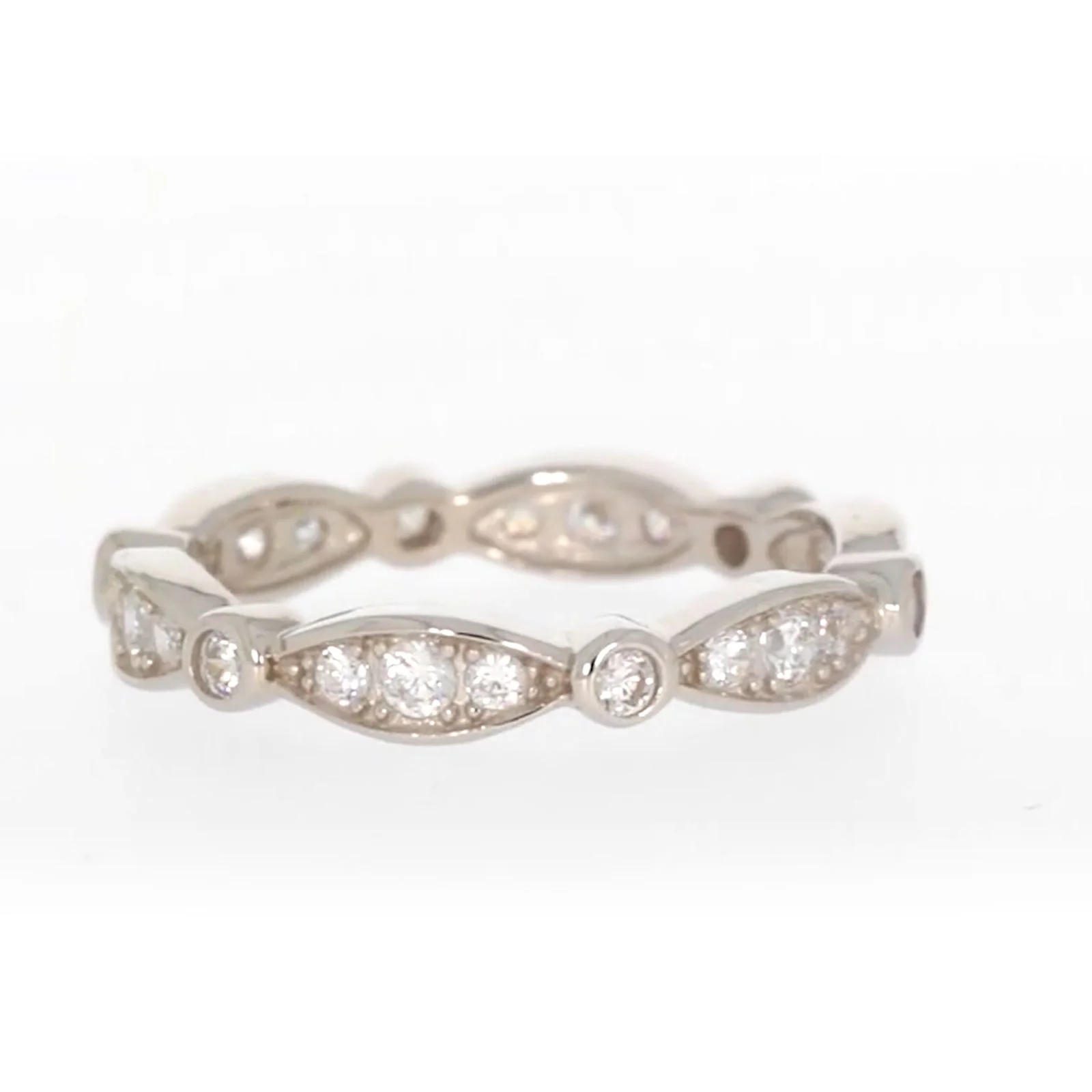 Sterling Silver Cubic Zirconia Stacker Ring - Image 41