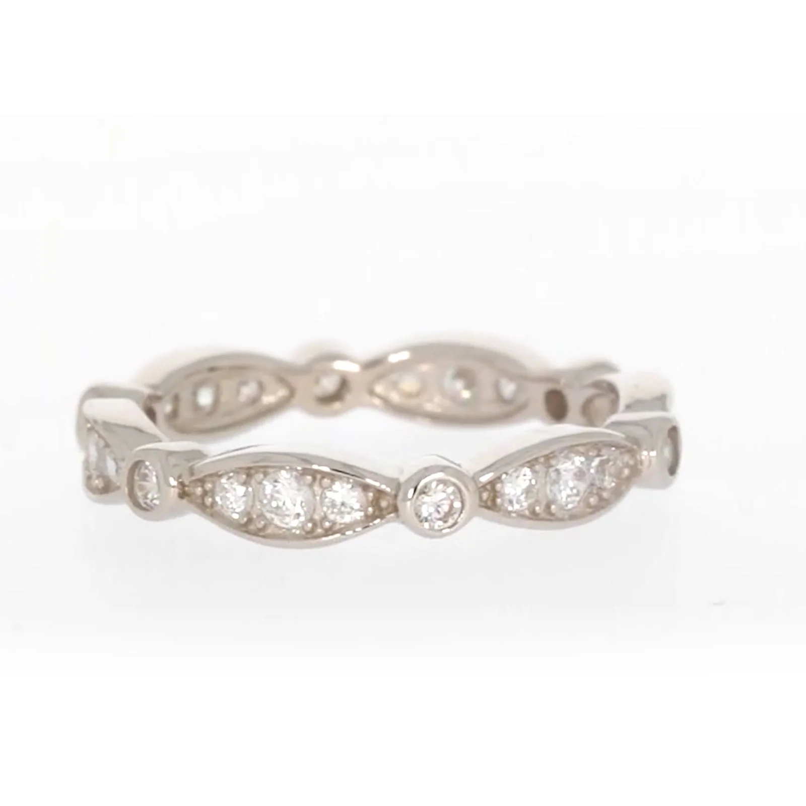 Sterling Silver Cubic Zirconia Stacker Ring - Image 42