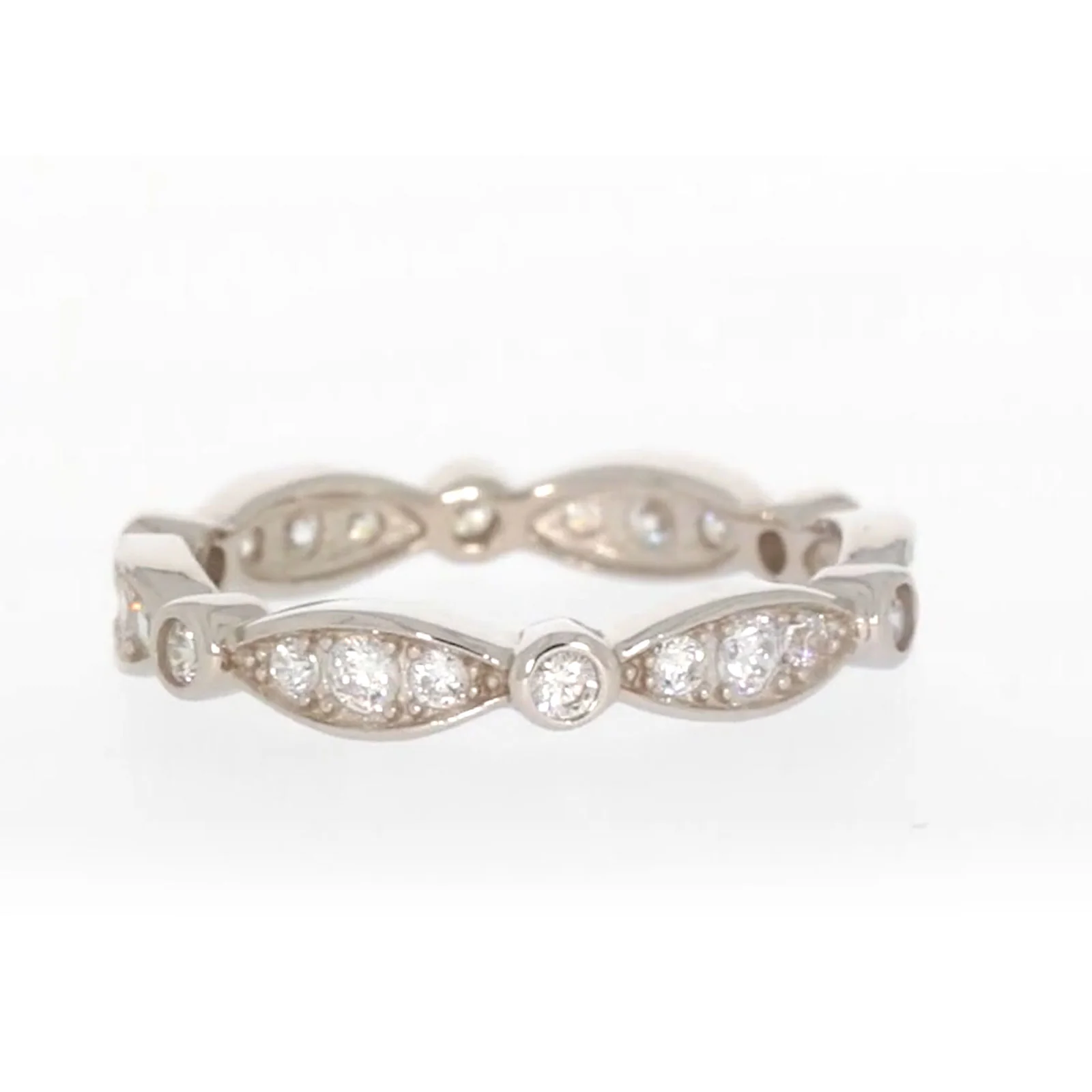 Sterling Silver Cubic Zirconia Stacker Ring - Image 43