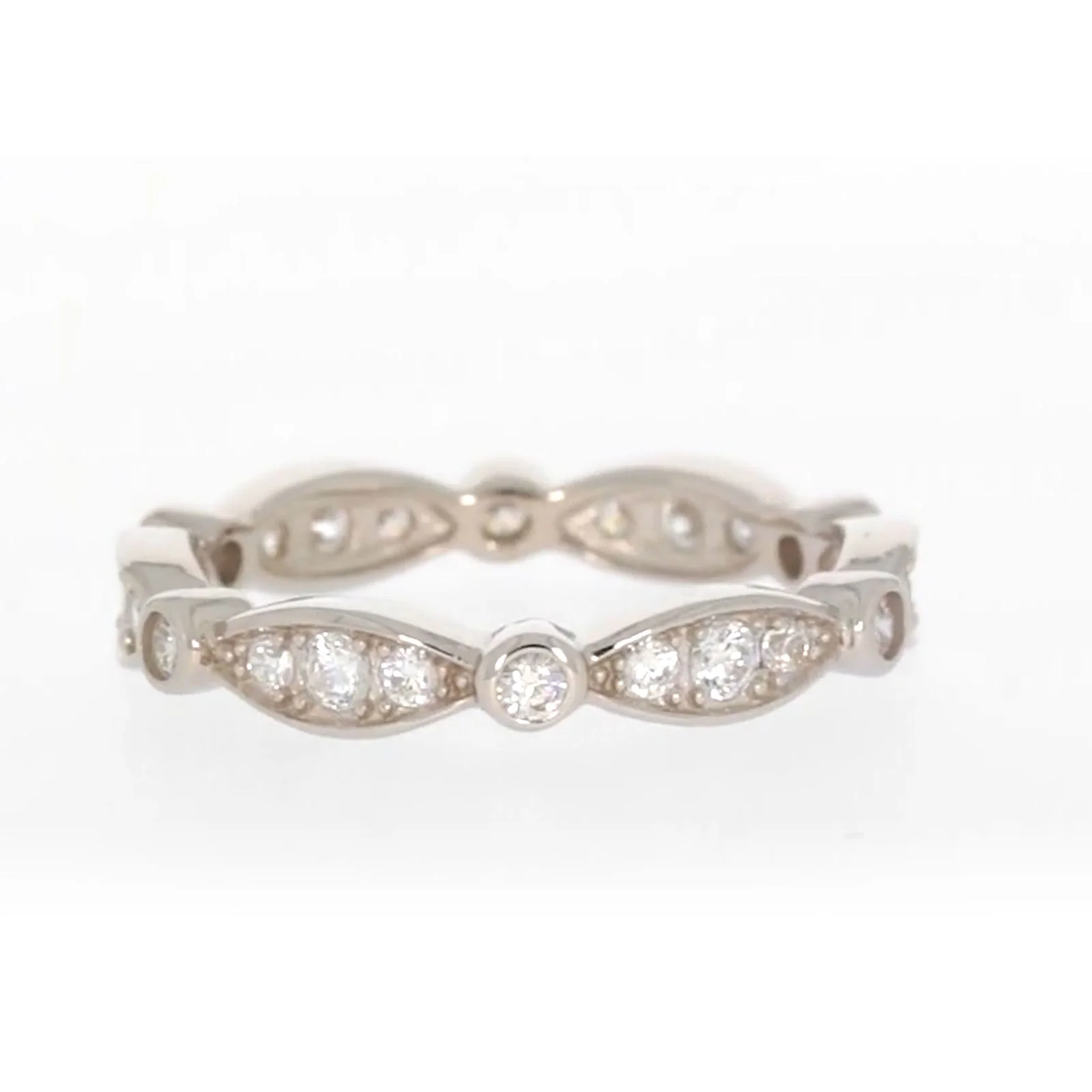 Sterling Silver Cubic Zirconia Stacker Ring - Image 44
