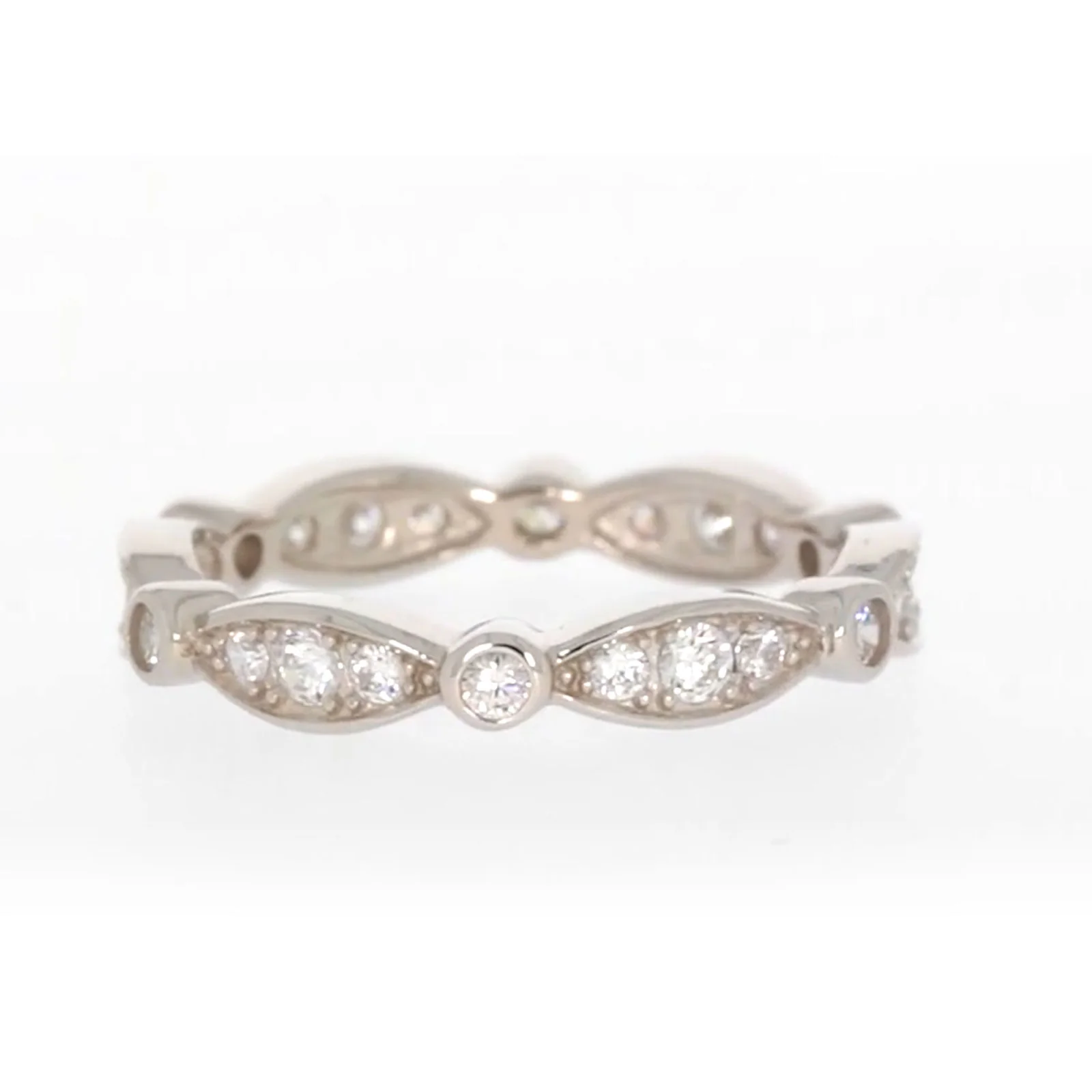 Sterling Silver Cubic Zirconia Stacker Ring - Image 45