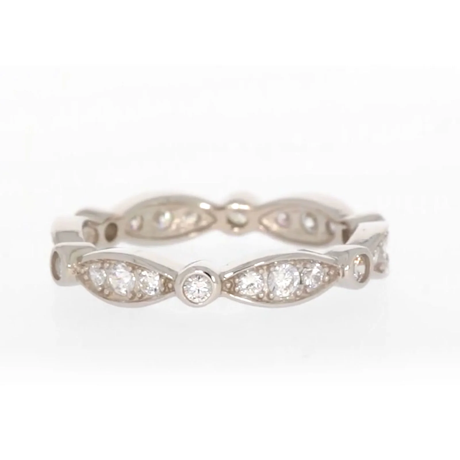 Sterling Silver Cubic Zirconia Stacker Ring - Image 46