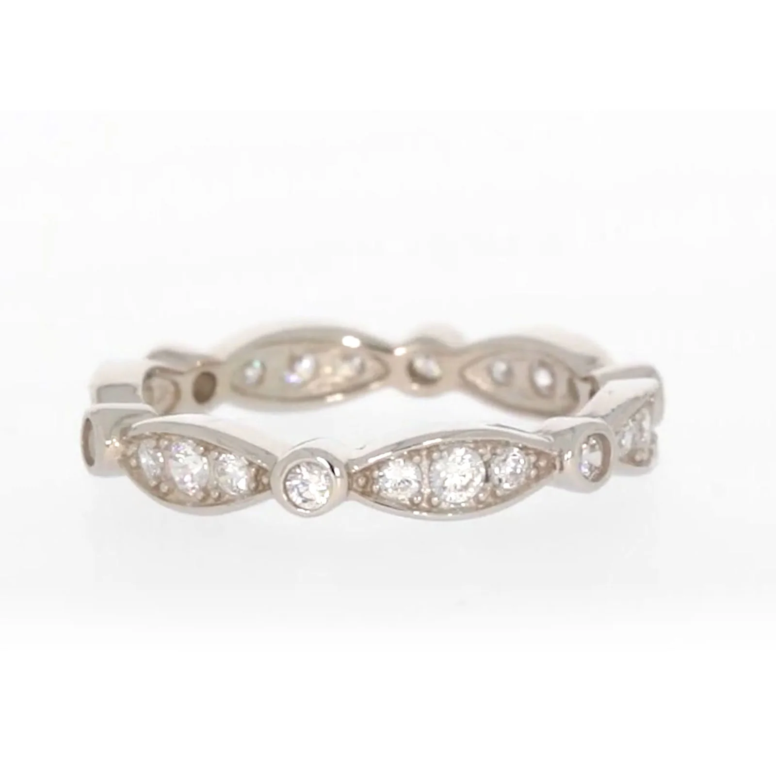 Sterling Silver Cubic Zirconia Stacker Ring - Image 47