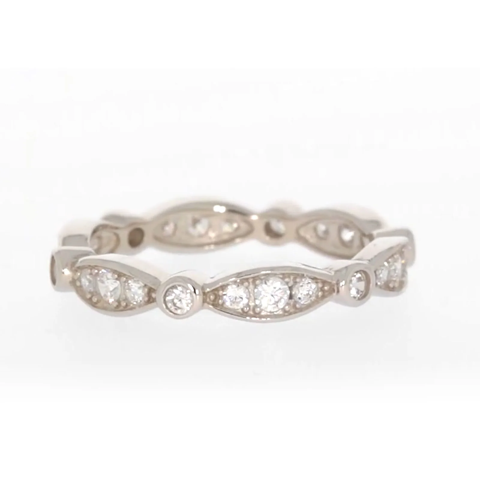 Sterling Silver Cubic Zirconia Stacker Ring - Image 48