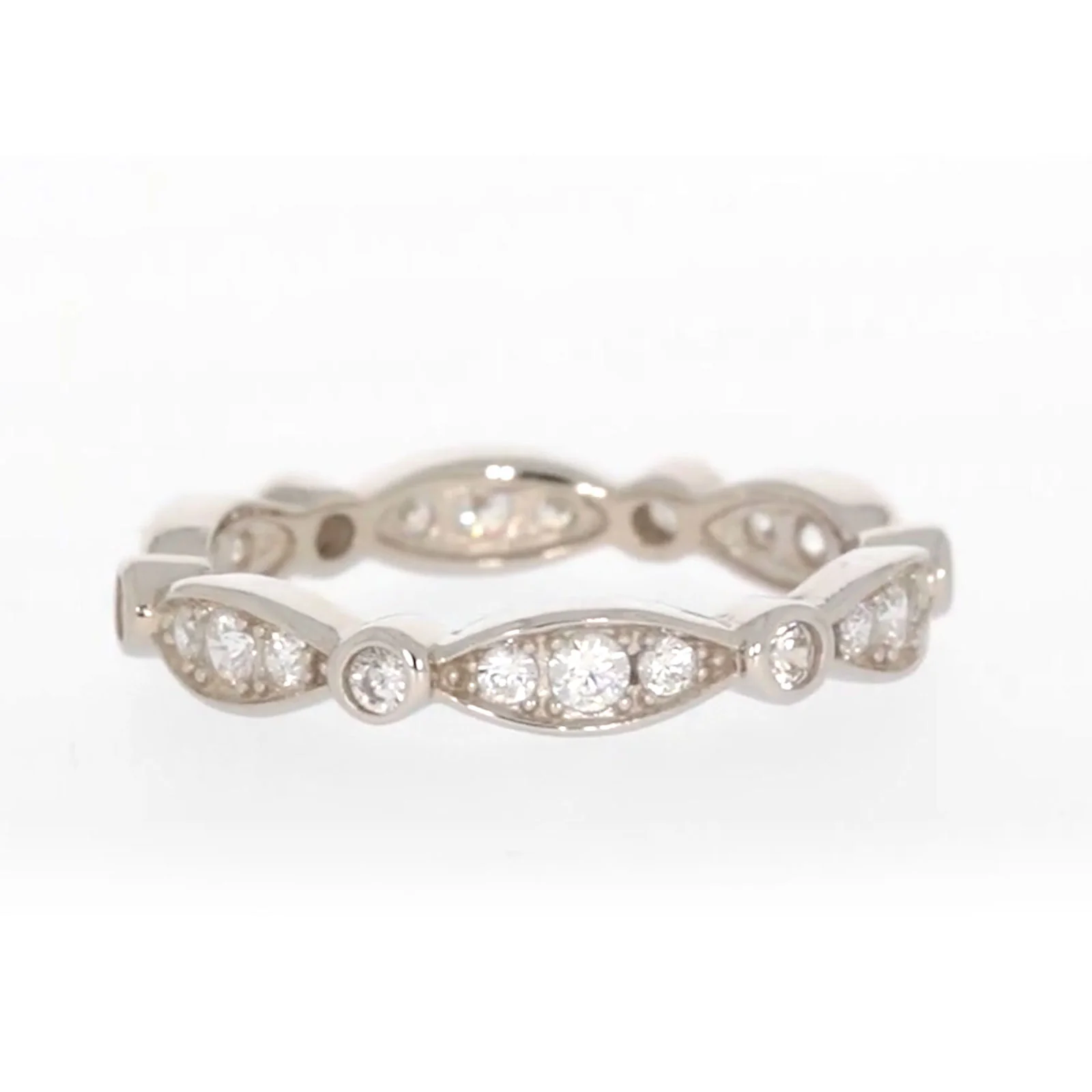 Sterling Silver Cubic Zirconia Stacker Ring - Image 49