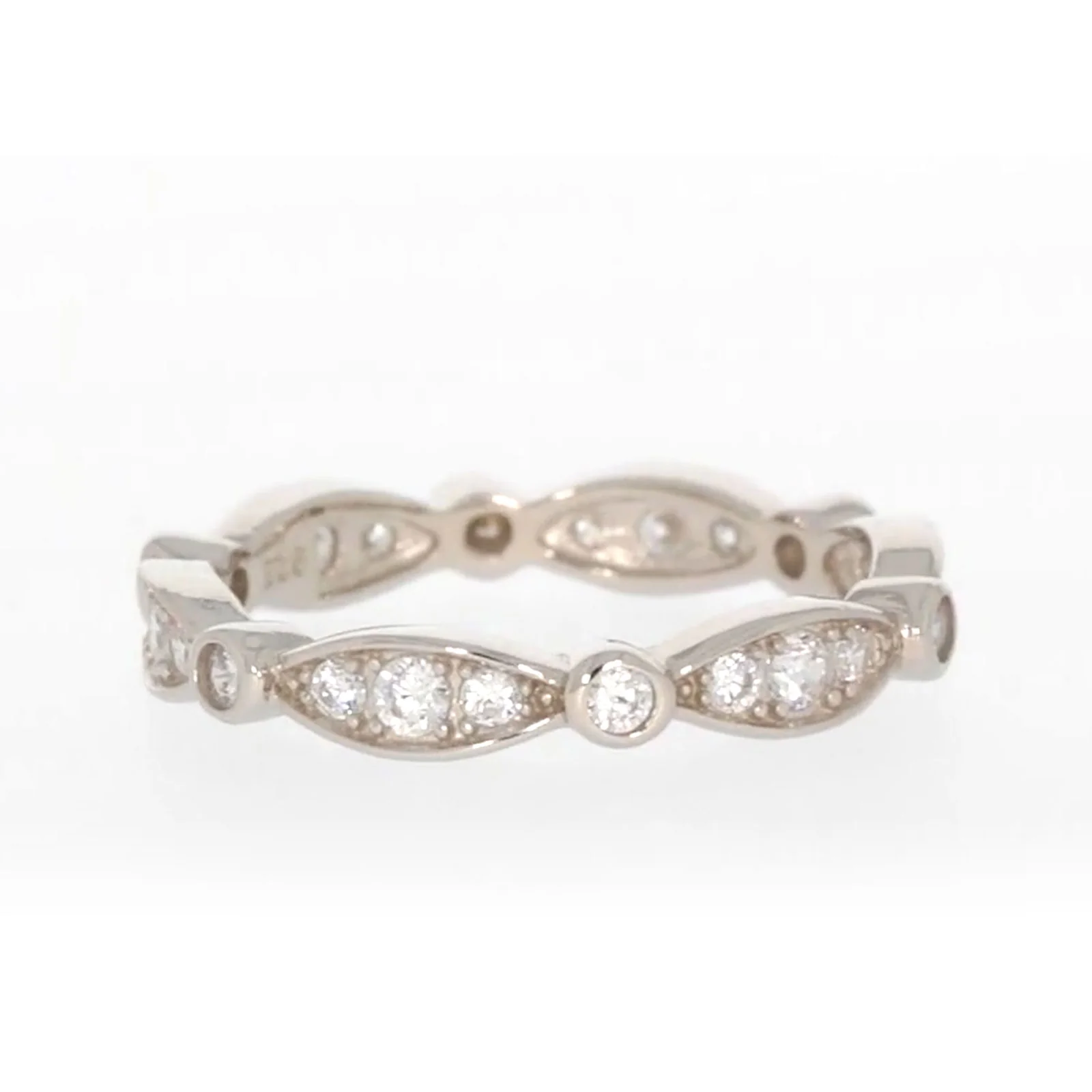 Sterling Silver Cubic Zirconia Stacker Ring - Image 5