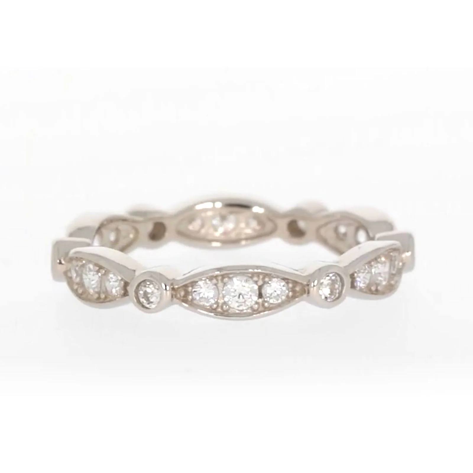 Sterling Silver Cubic Zirconia Stacker Ring - Image 50