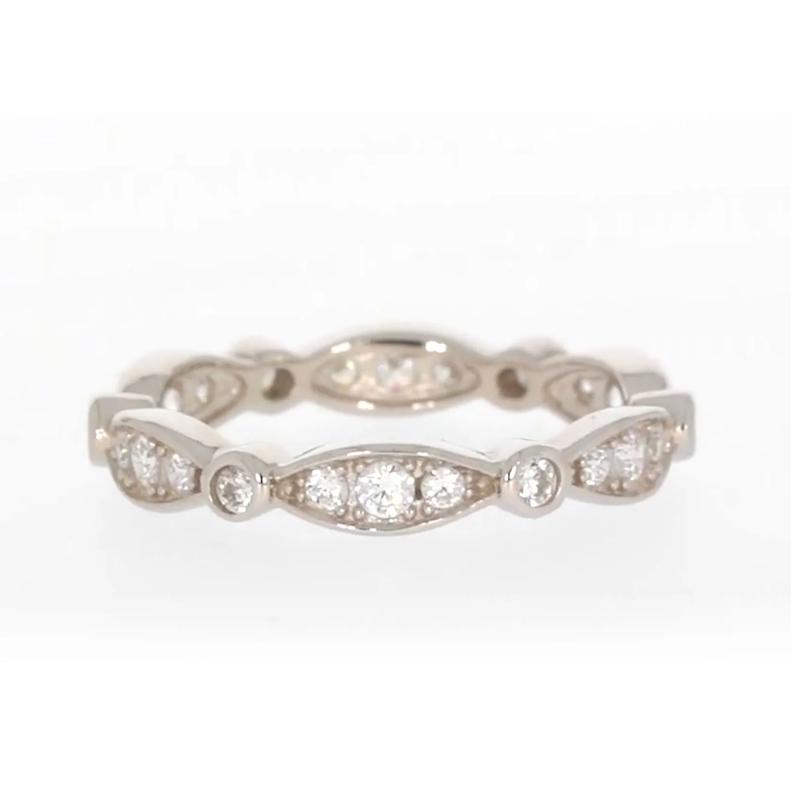 Sterling Silver Cubic Zirconia Stacker Ring - Image 51