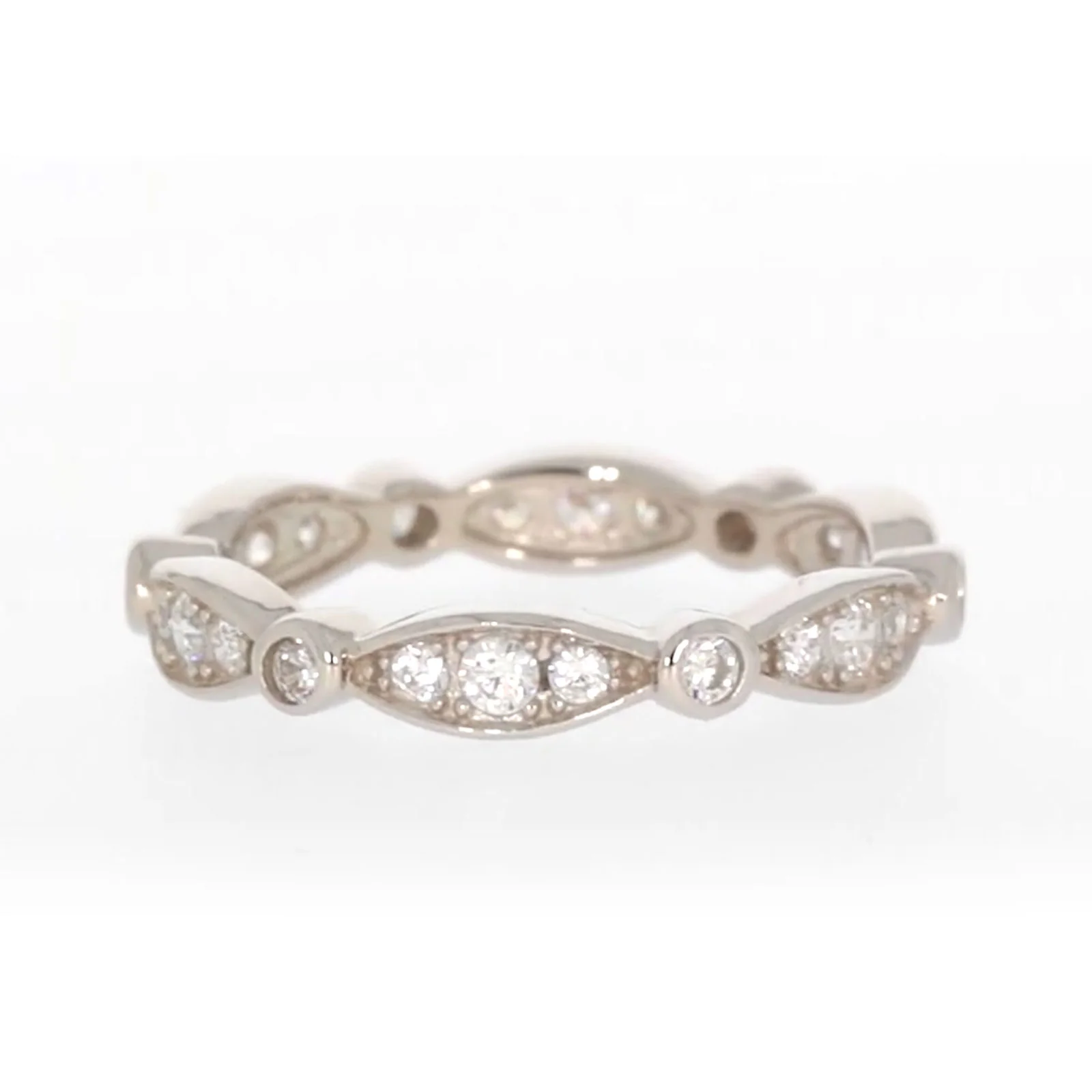 Sterling Silver Cubic Zirconia Stacker Ring - Image 52