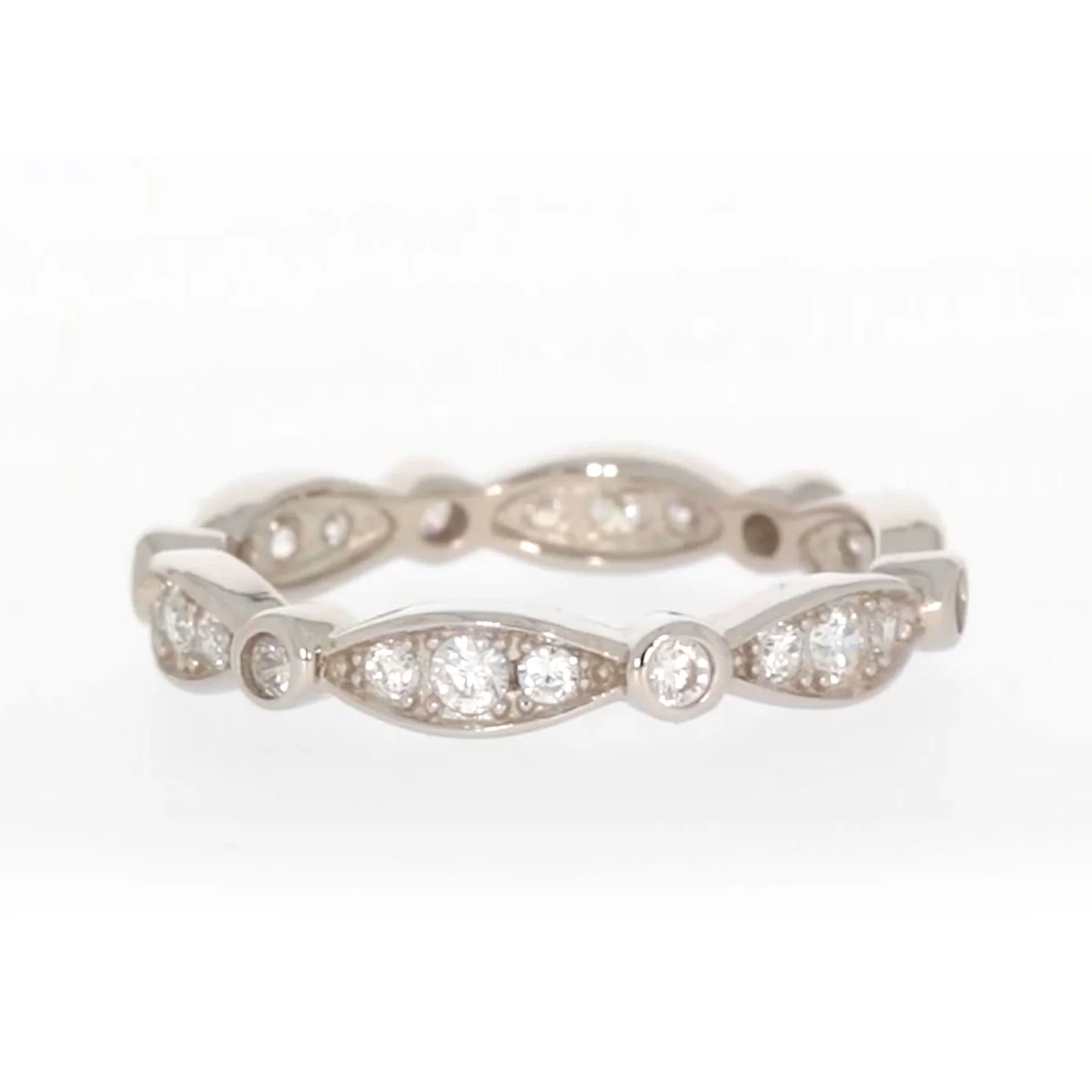 Sterling Silver Cubic Zirconia Stacker Ring - Image 53