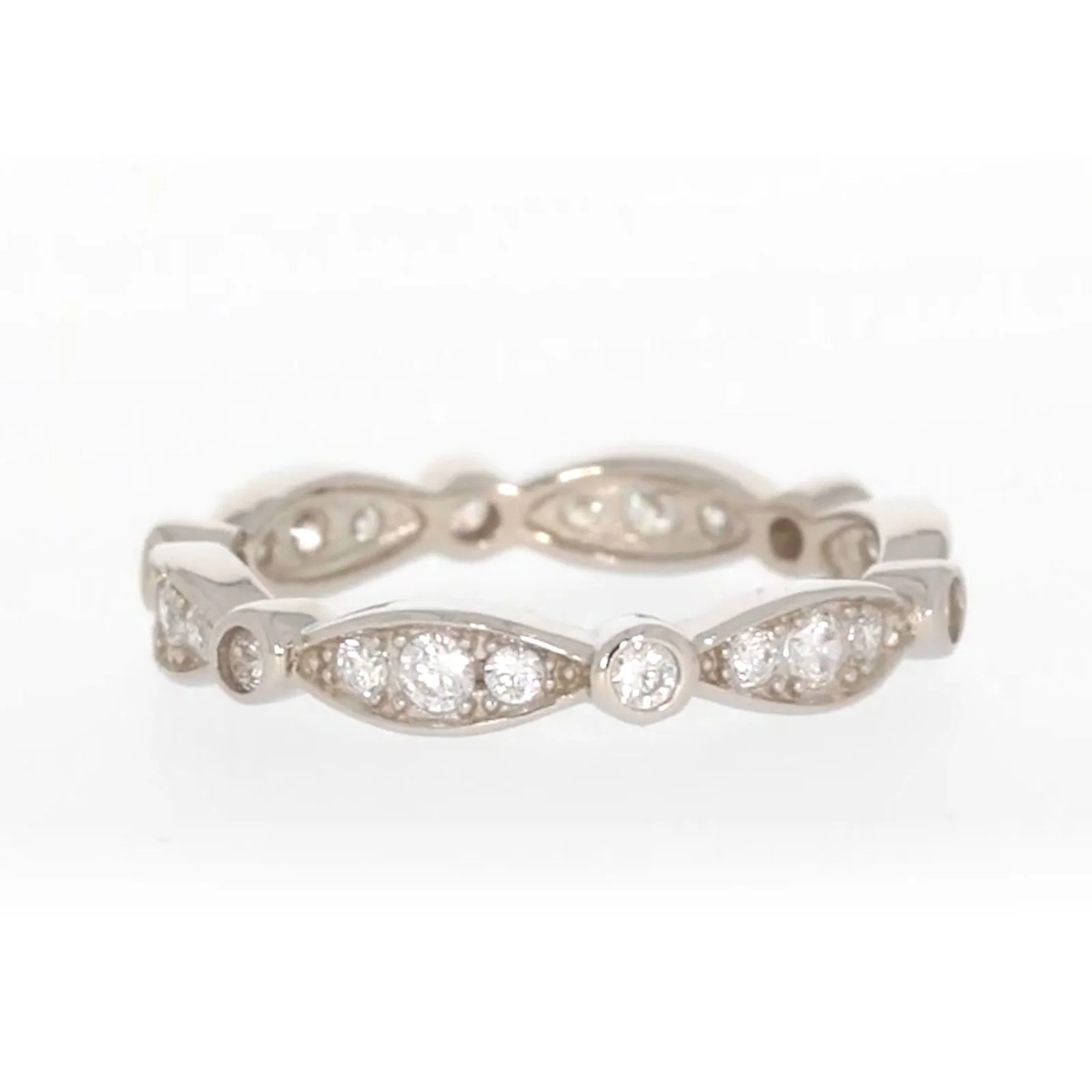 Sterling Silver Cubic Zirconia Stacker Ring - Image 54