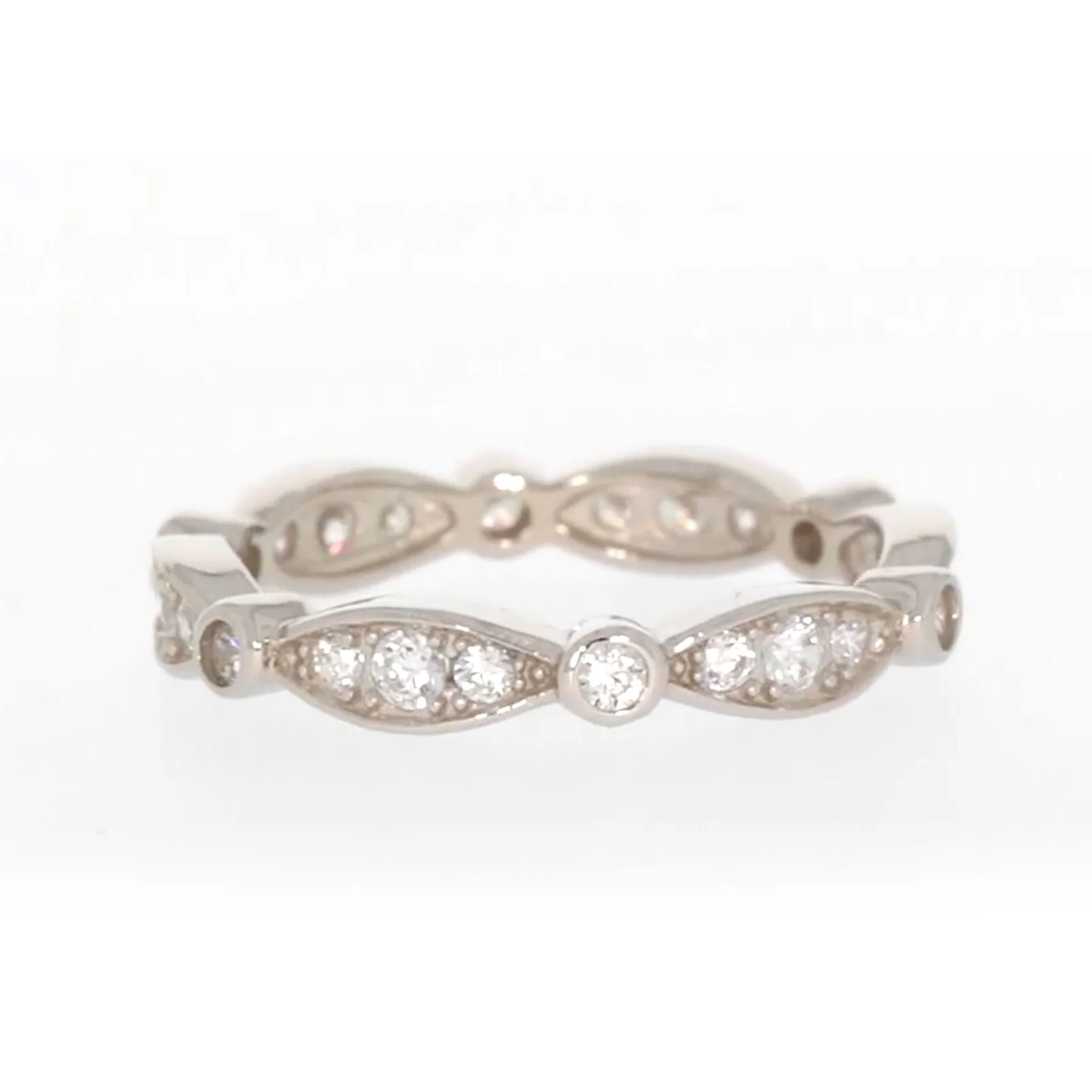 Sterling Silver Cubic Zirconia Stacker Ring - Image 55