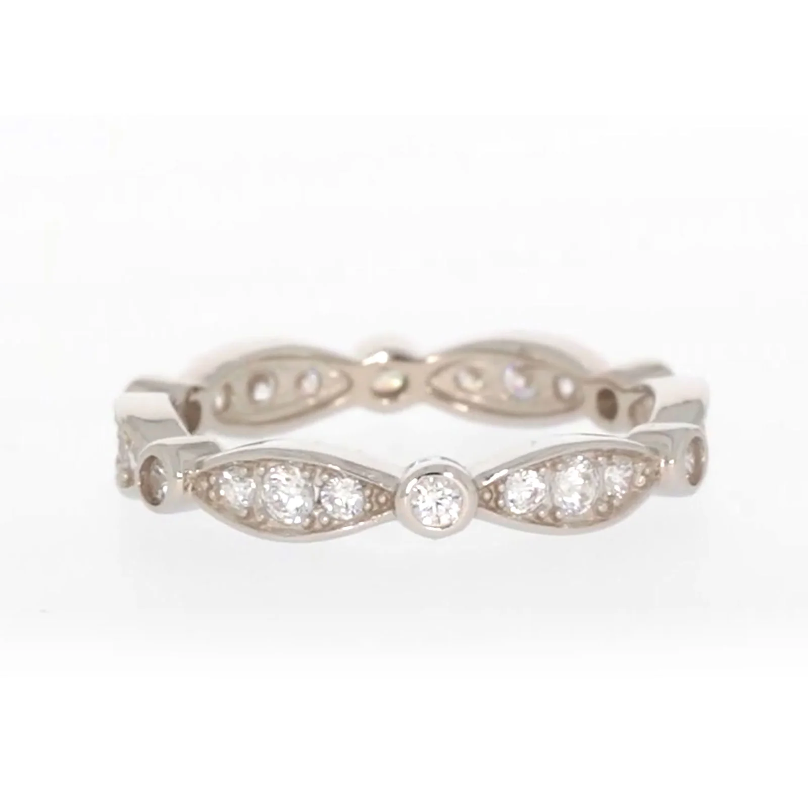 Sterling Silver Cubic Zirconia Stacker Ring - Image 56