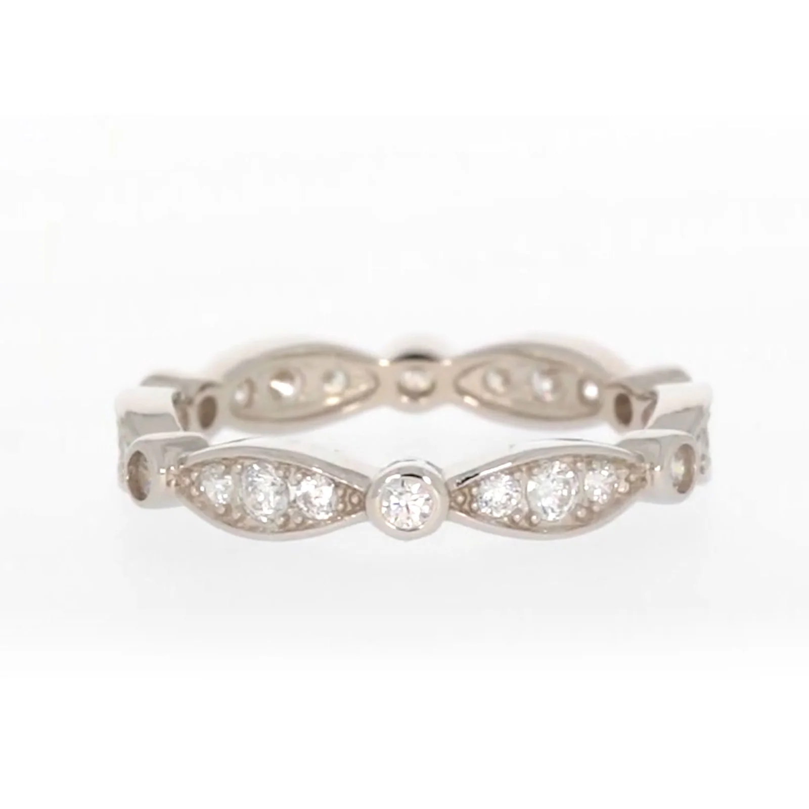 Sterling Silver Cubic Zirconia Stacker Ring - Image 57