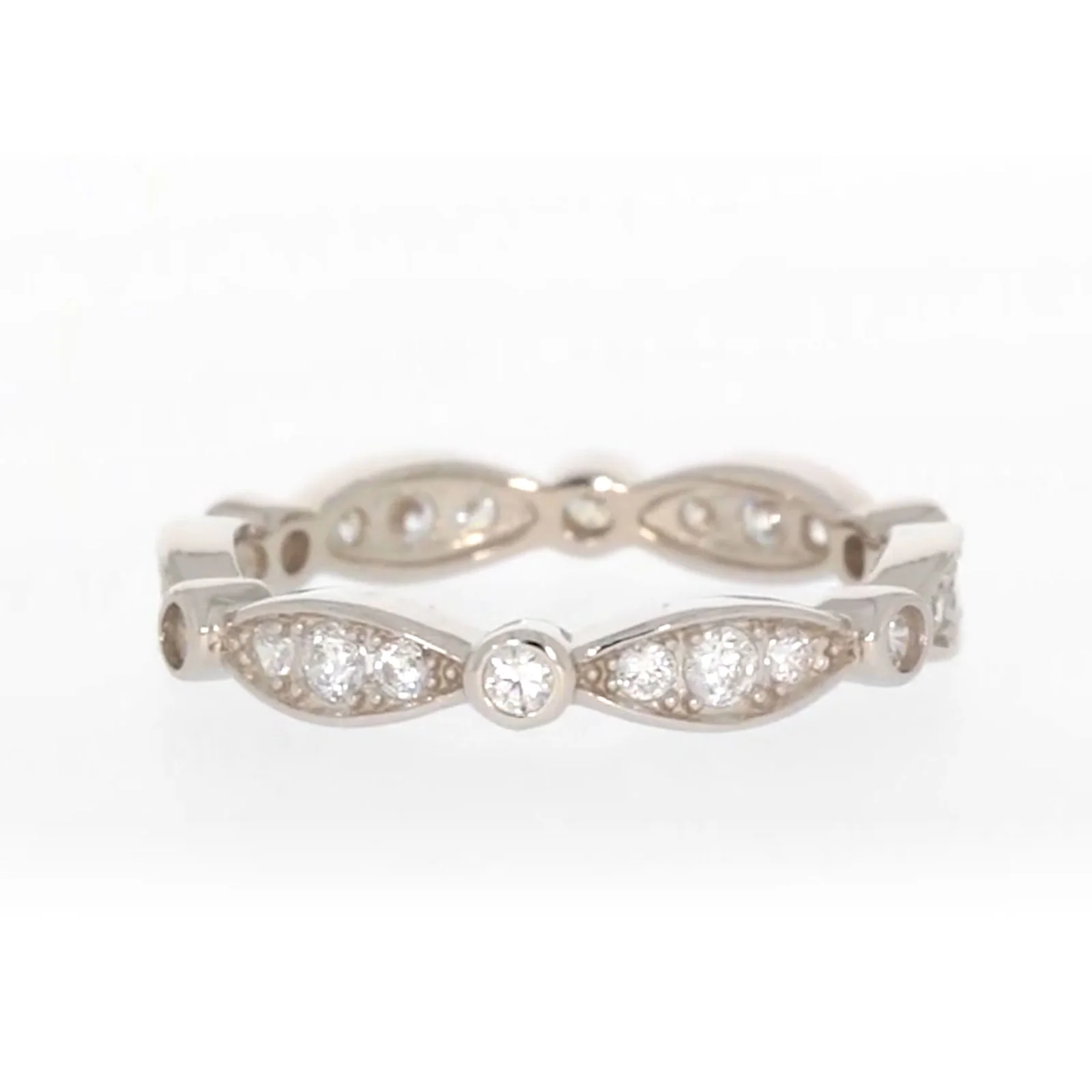 Sterling Silver Cubic Zirconia Stacker Ring - Image 58