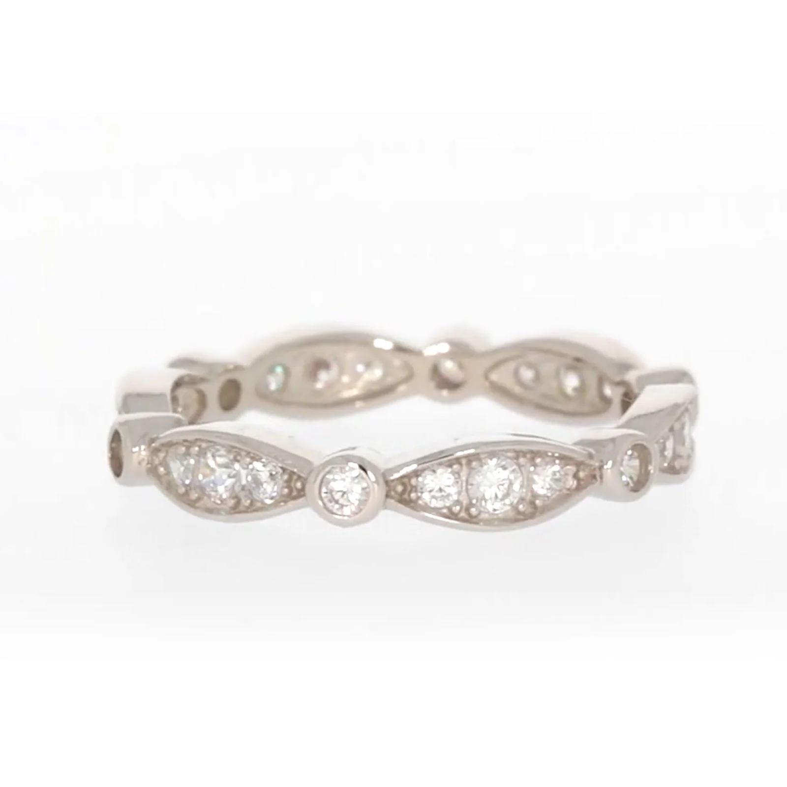 Sterling Silver Cubic Zirconia Stacker Ring - Image 59