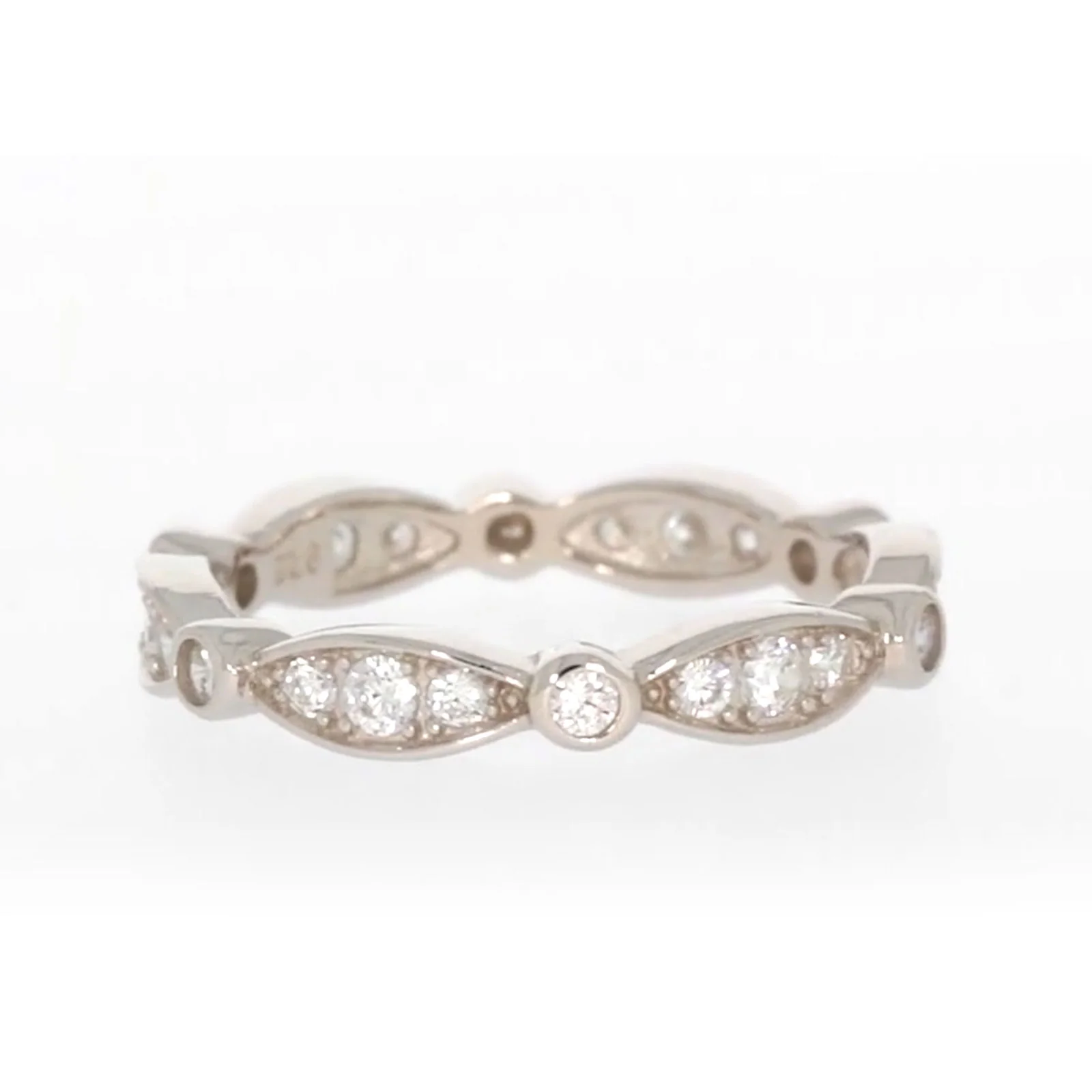 Sterling Silver Cubic Zirconia Stacker Ring - Image 6
