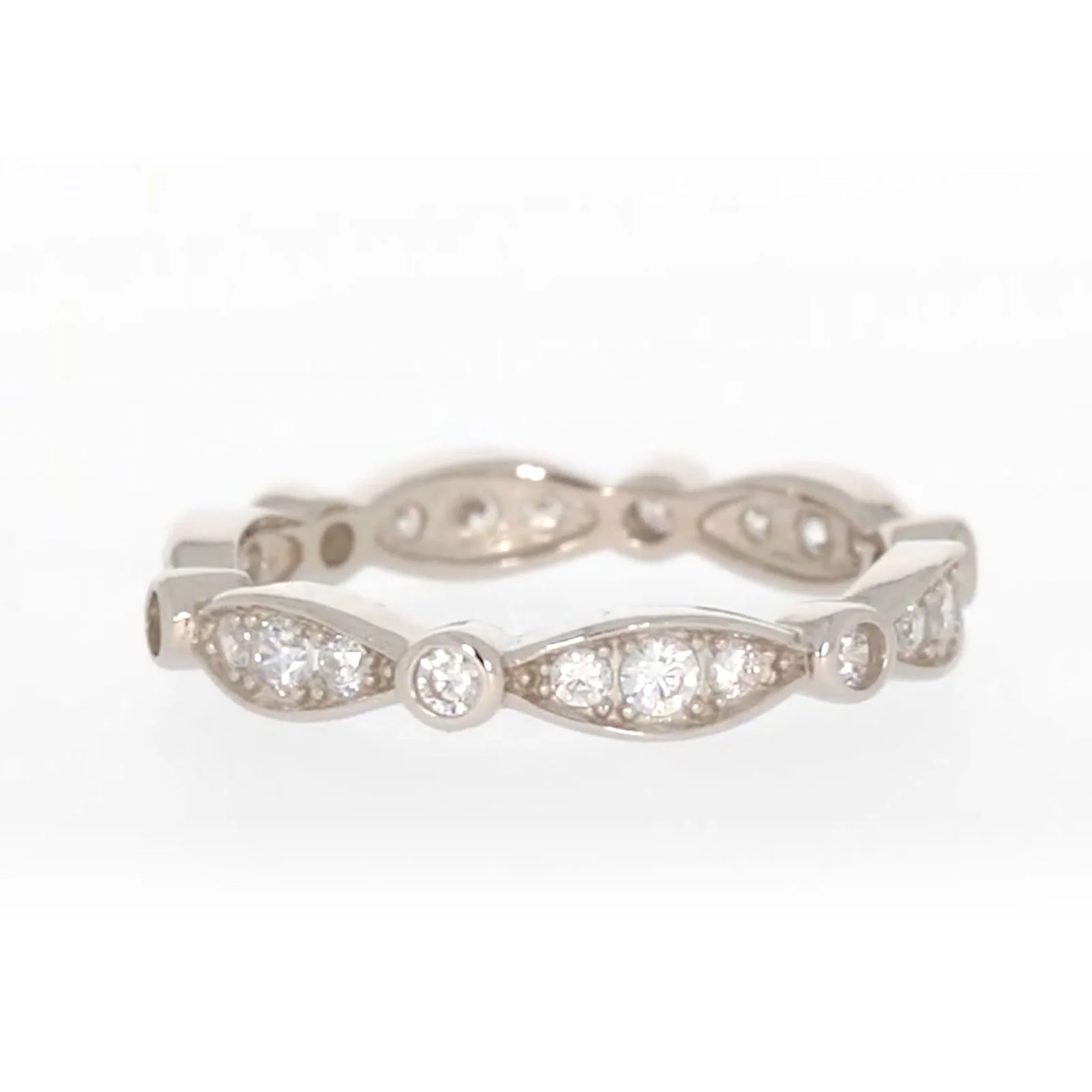 Sterling Silver Cubic Zirconia Stacker Ring - Image 60