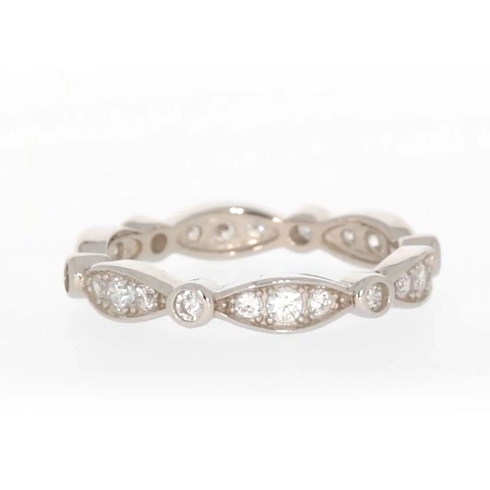 Sterling Silver Cubic Zirconia Stacker Ring - Image 61