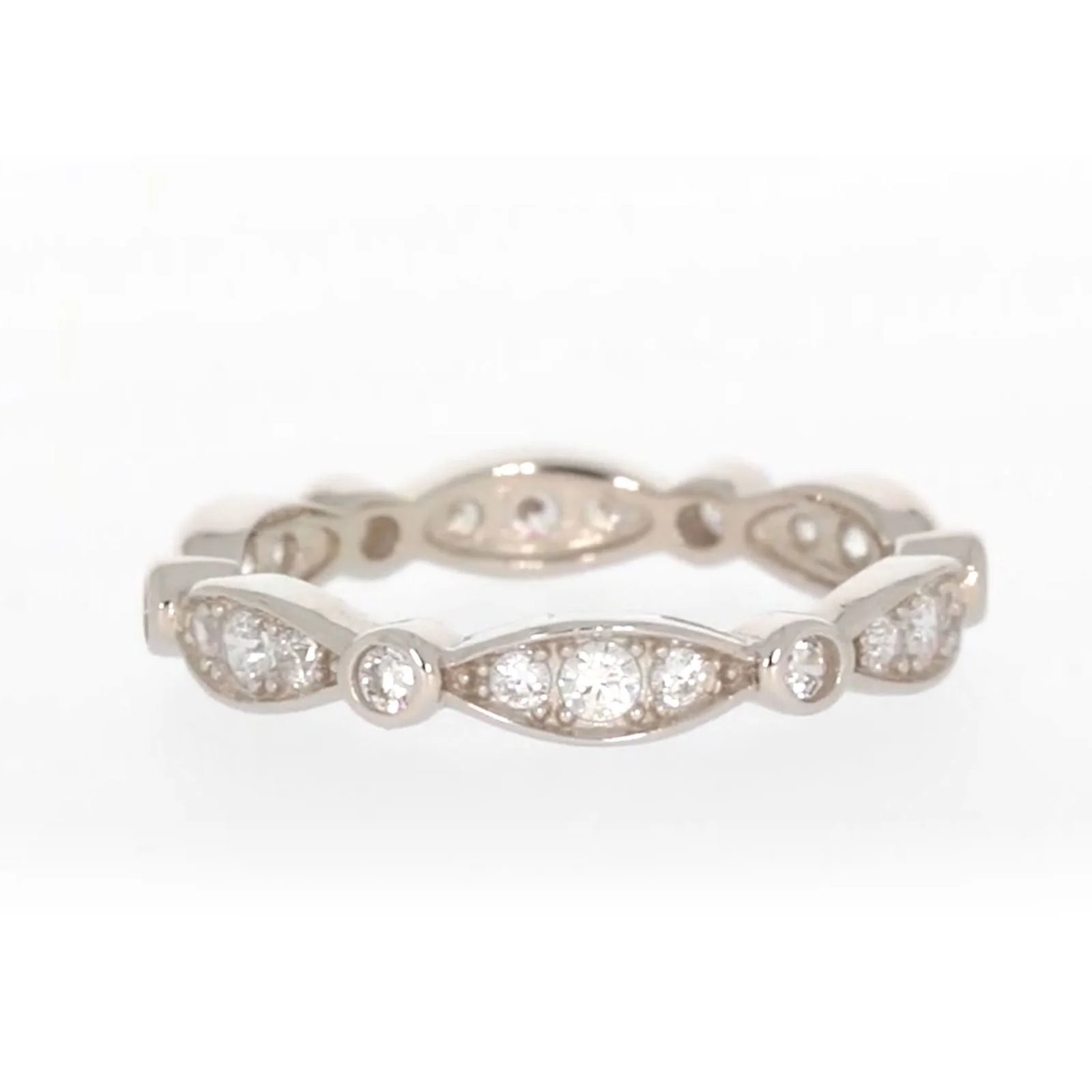 Sterling Silver Cubic Zirconia Stacker Ring - Image 62