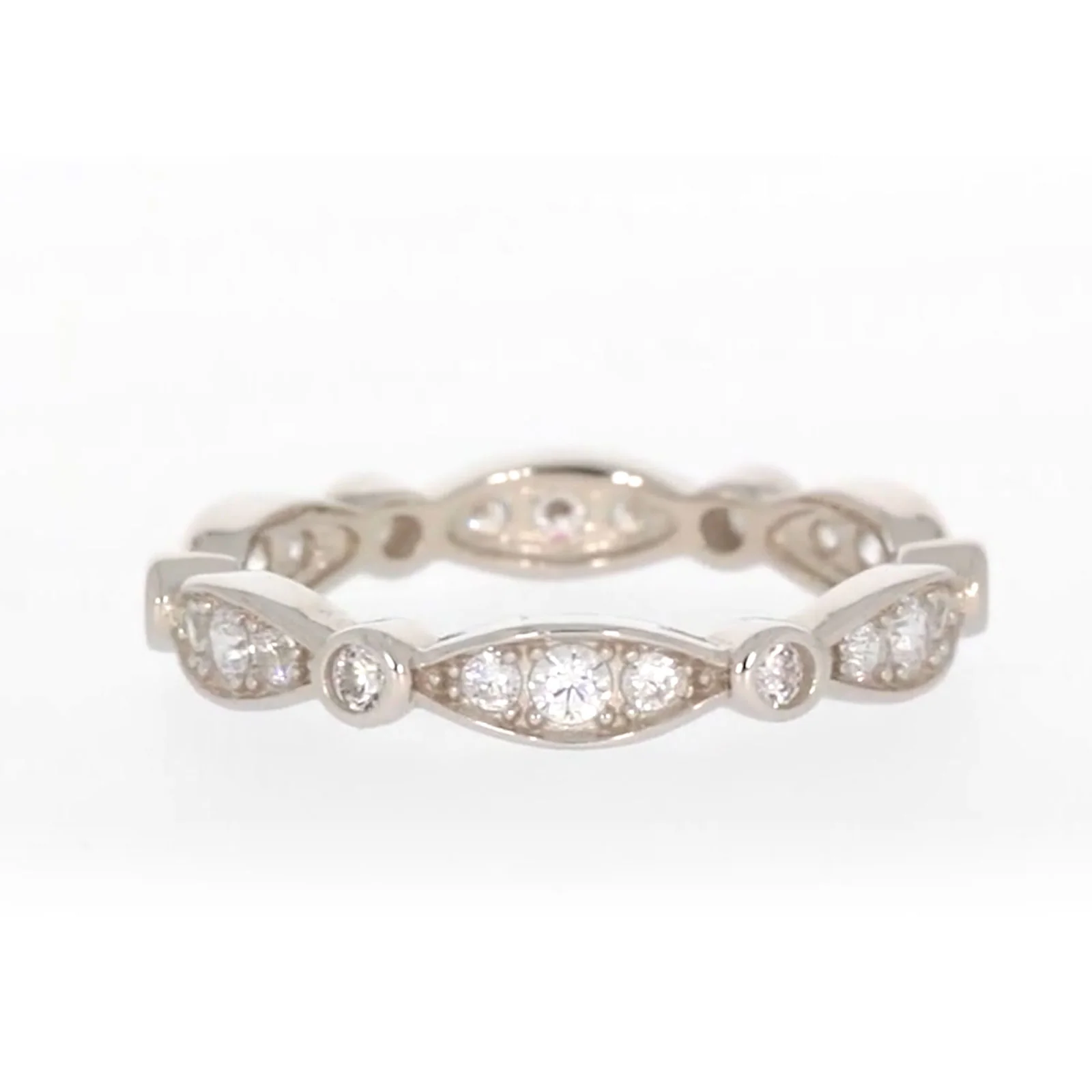 Sterling Silver Cubic Zirconia Stacker Ring - Image 63