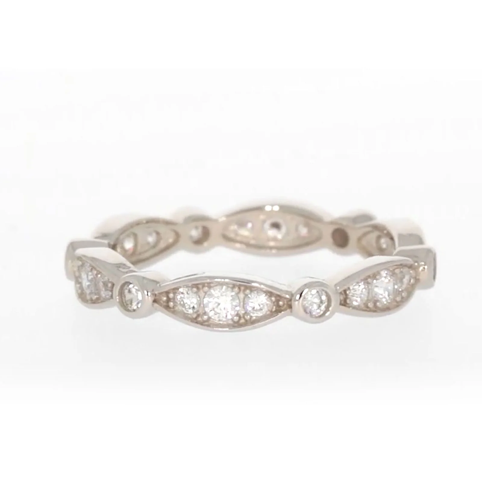 Sterling Silver Cubic Zirconia Stacker Ring - Image 65