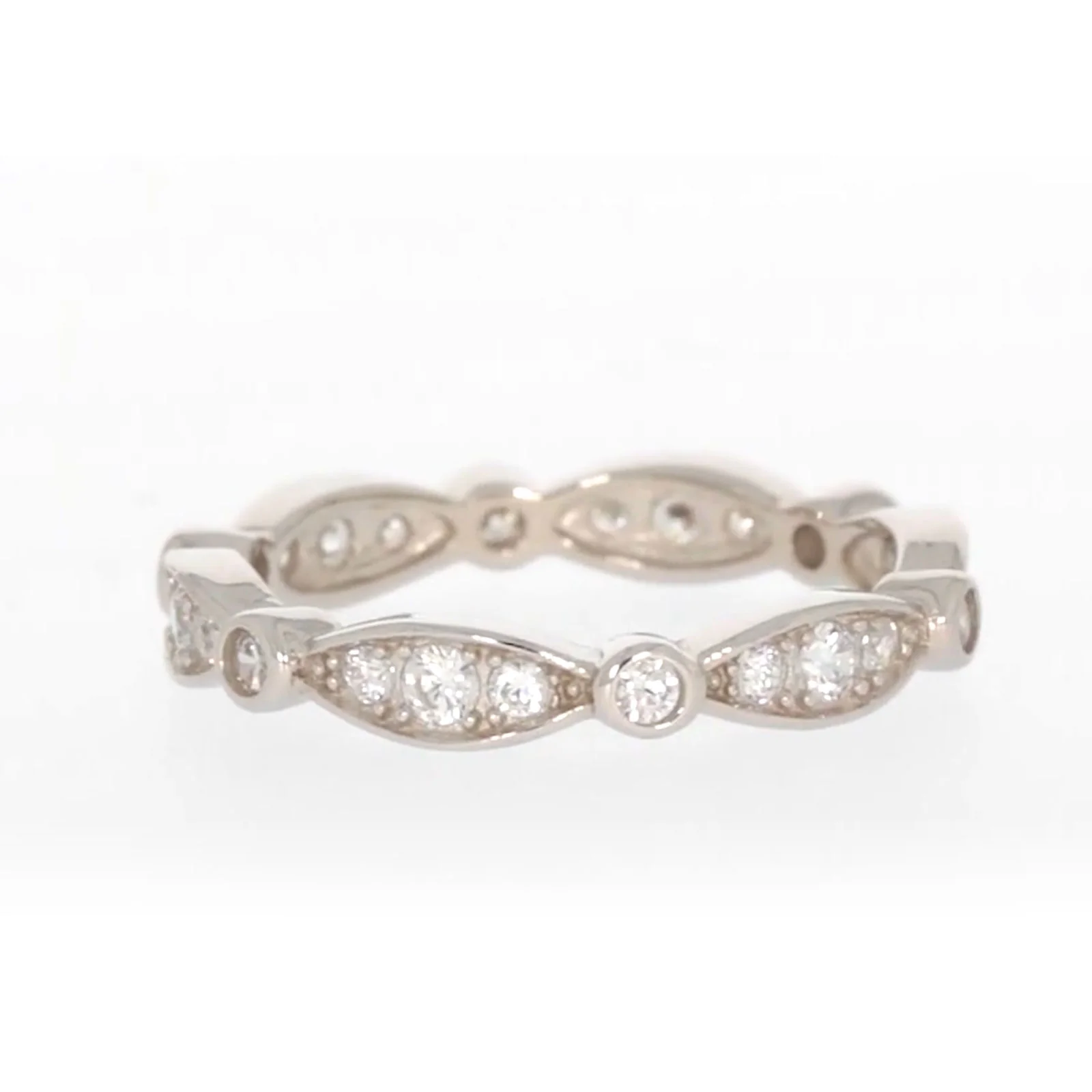 Sterling Silver Cubic Zirconia Stacker Ring - Image 67