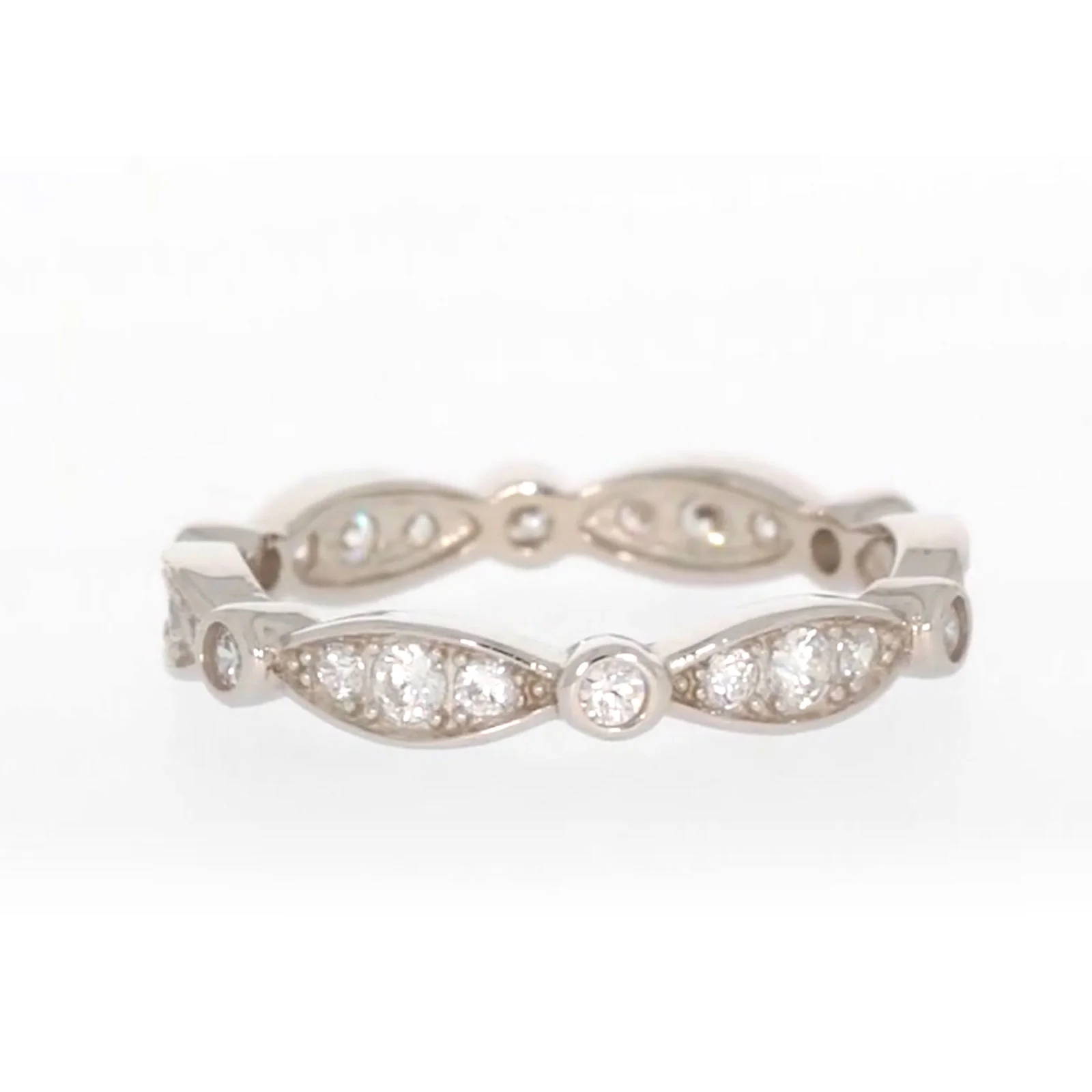 Sterling Silver Cubic Zirconia Stacker Ring - Image 68