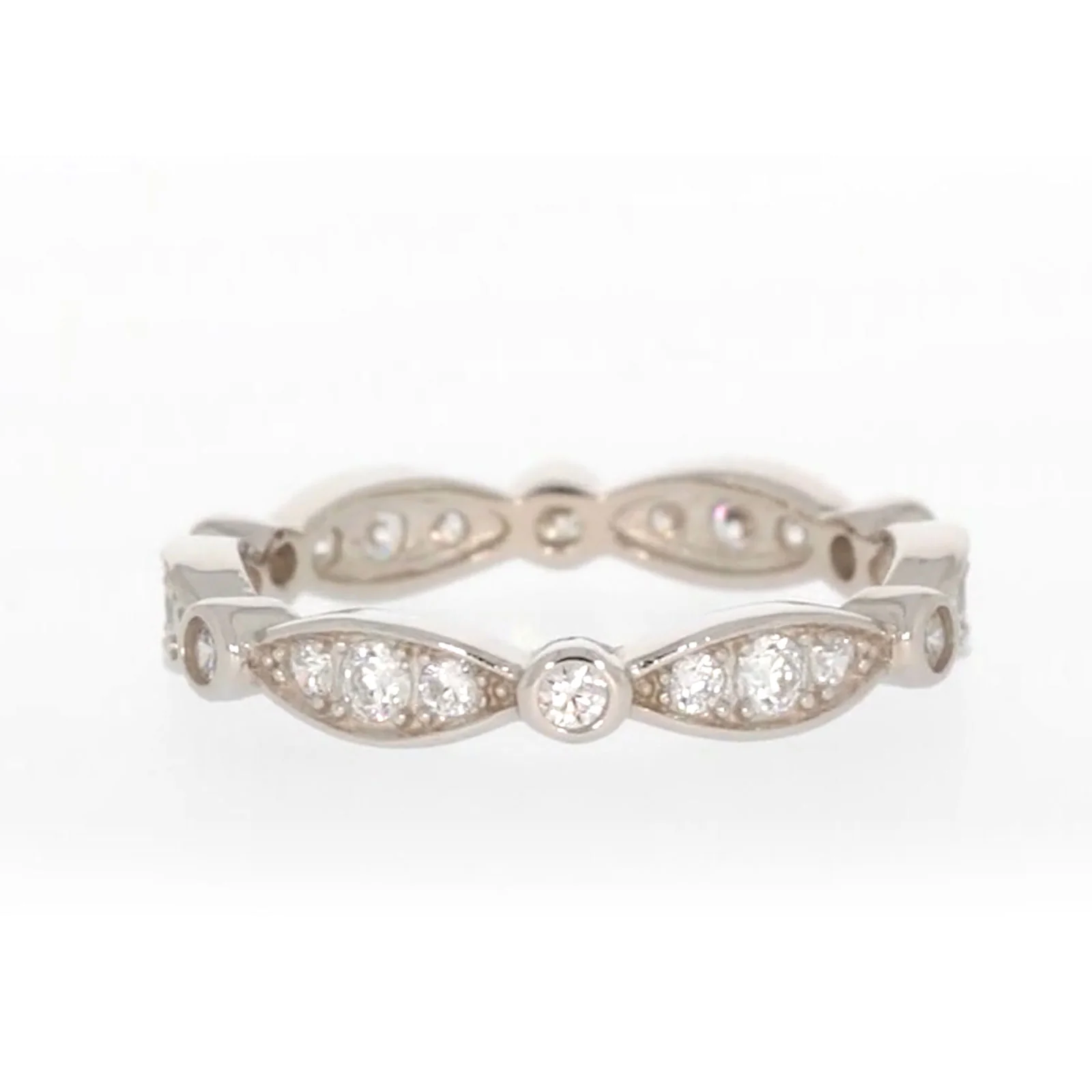 Sterling Silver Cubic Zirconia Stacker Ring - Image 69