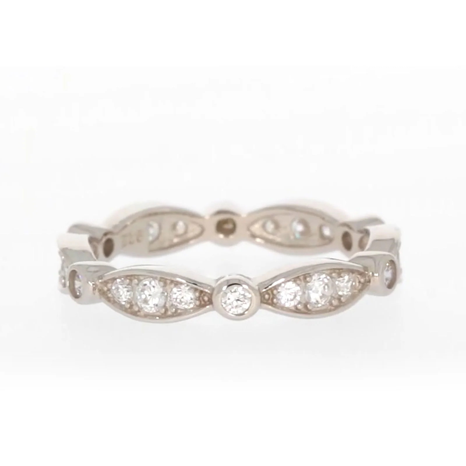Sterling Silver Cubic Zirconia Stacker Ring - Image 7