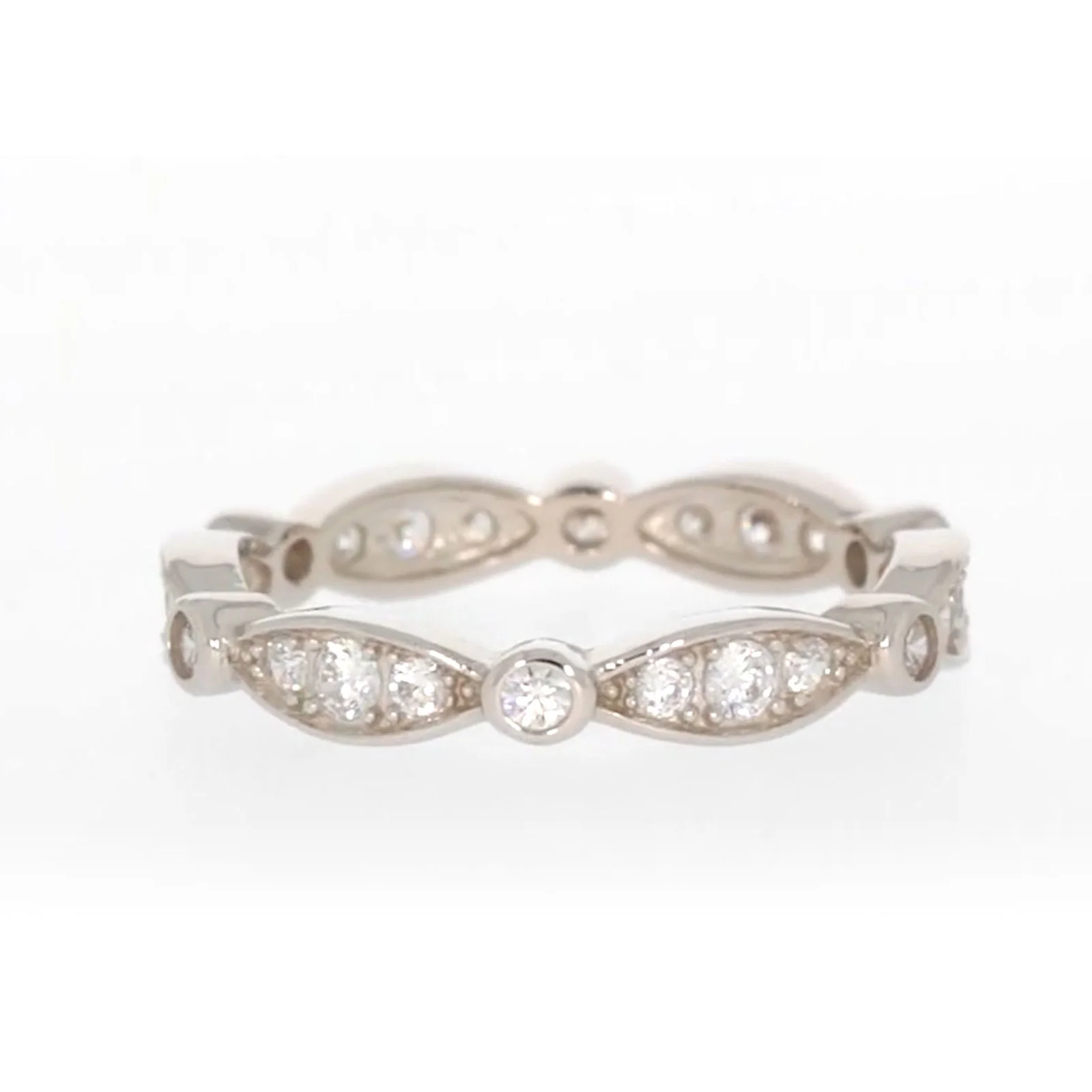 Sterling Silver Cubic Zirconia Stacker Ring - Image 70