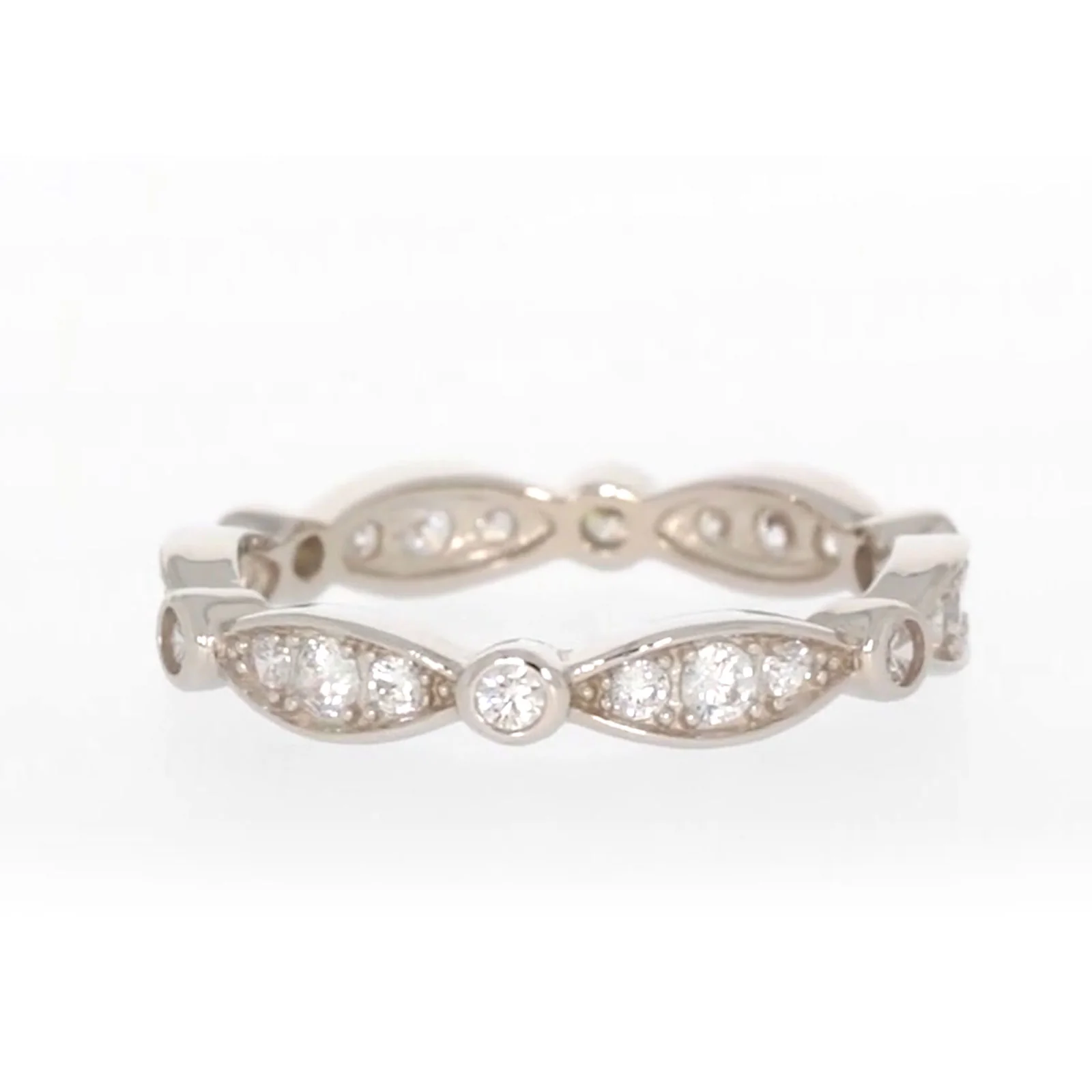 Sterling Silver Cubic Zirconia Stacker Ring - Image 71