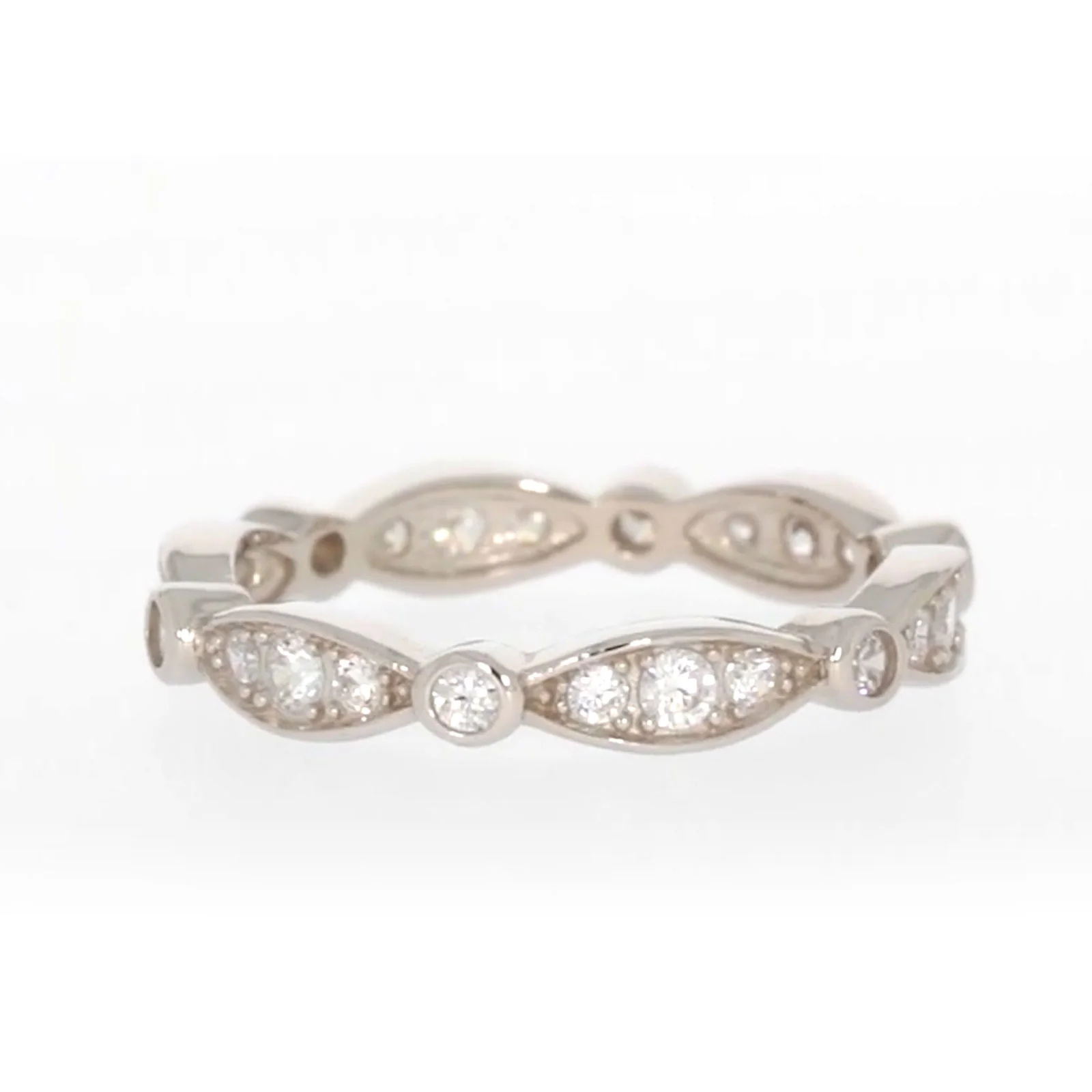 Sterling Silver Cubic Zirconia Stacker Ring - Image 72