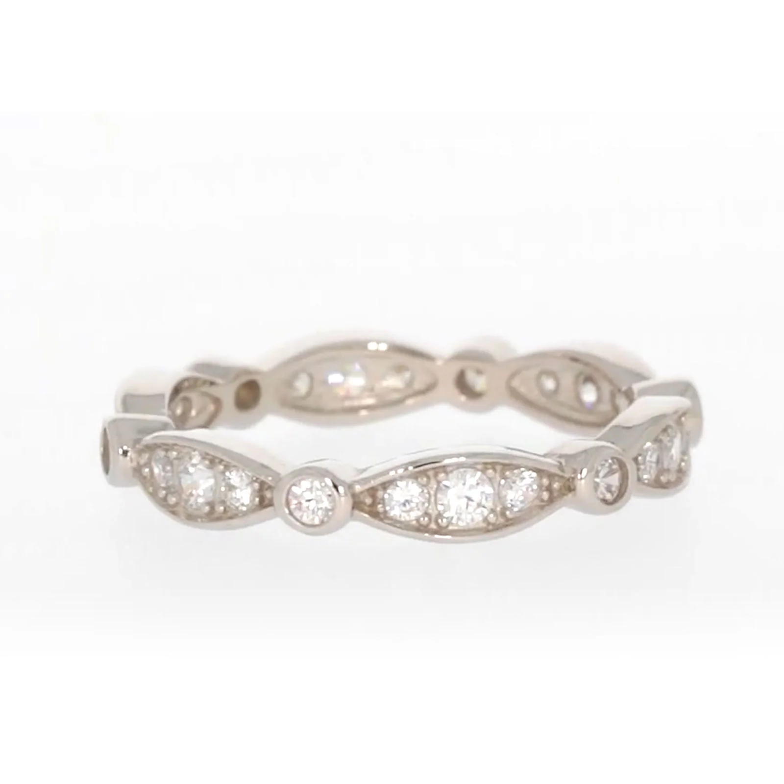Sterling Silver Cubic Zirconia Stacker Ring - Image 73