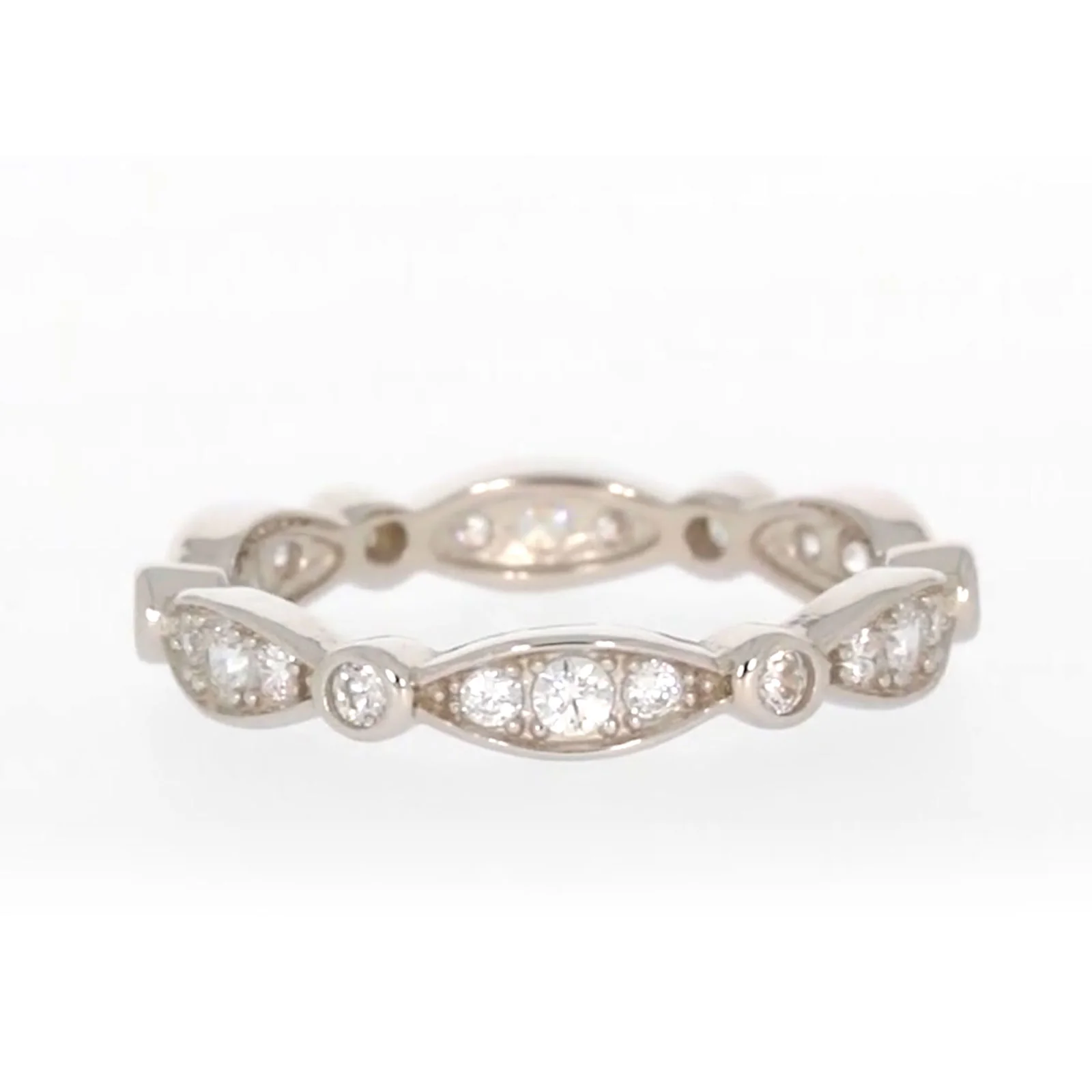 Sterling Silver Cubic Zirconia Stacker Ring - Image 75