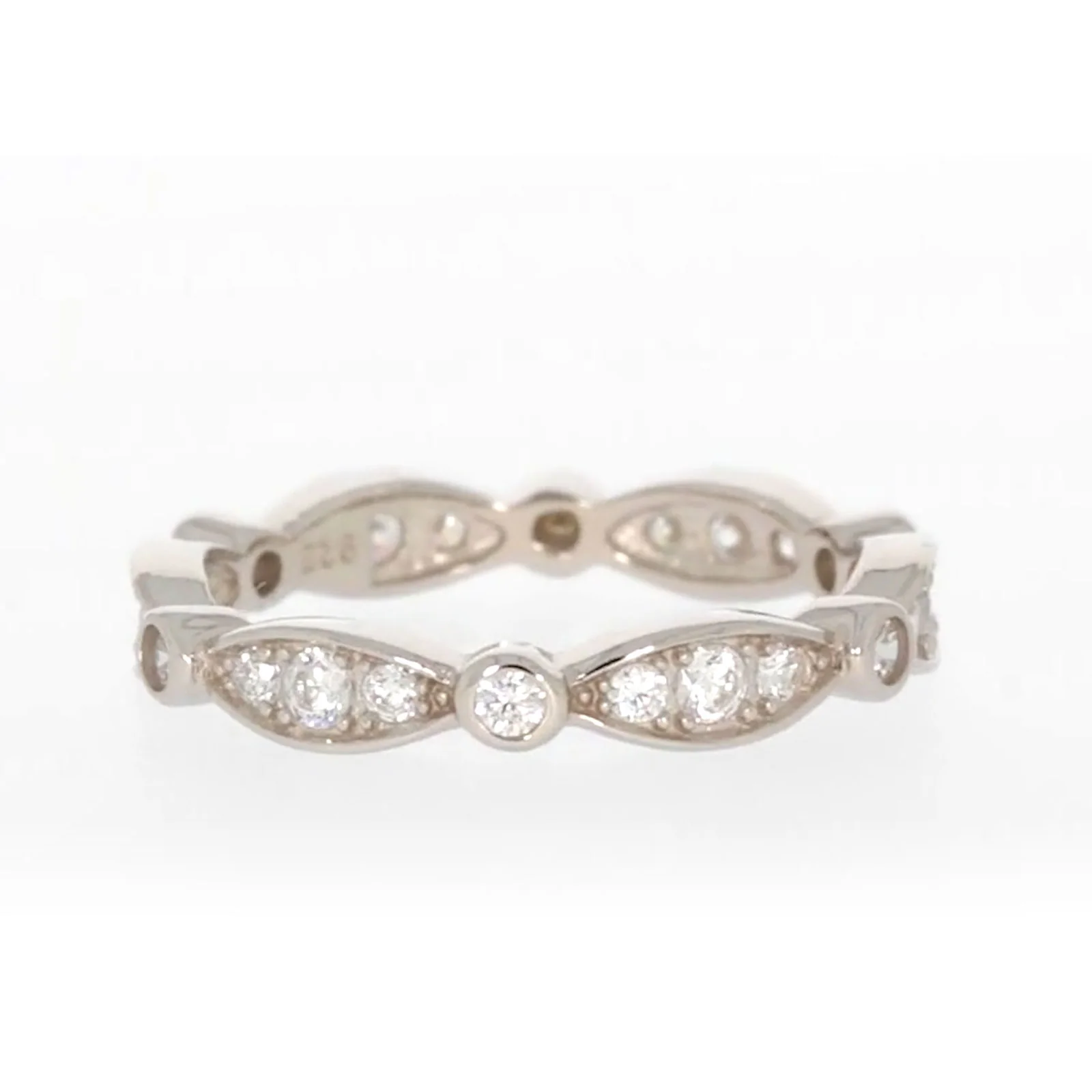 Sterling Silver Cubic Zirconia Stacker Ring - Image 8